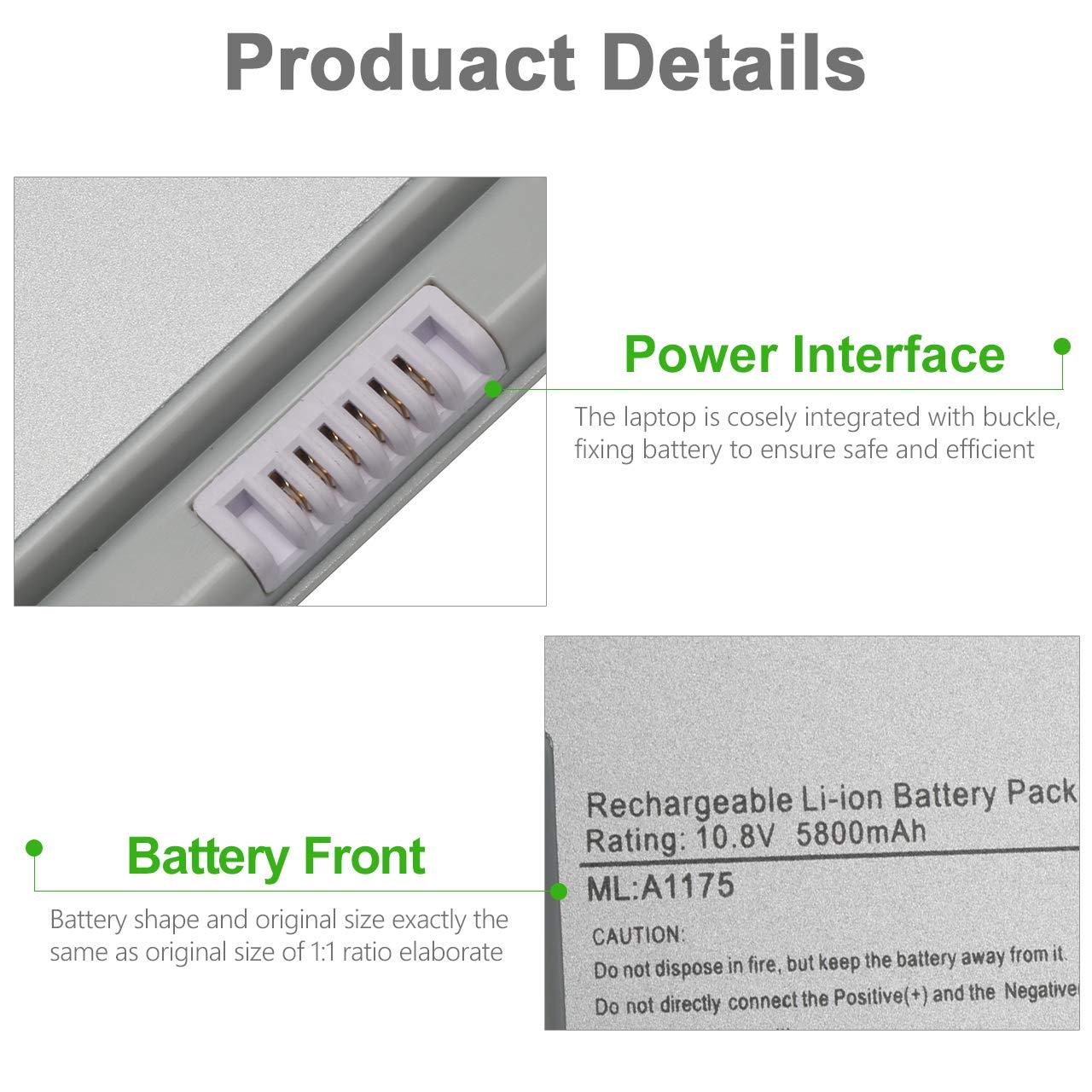 Zosam New Upgrade A1175 Laptop Battery Compatible for MacBook Pro 15 inch A1175/A1260/A1150 A1211/A1226(2006 2007 2008 Version) Compatible for MacBook Pro Battery MA348/A MA348G/ -10.8V 5800mah - Image 2