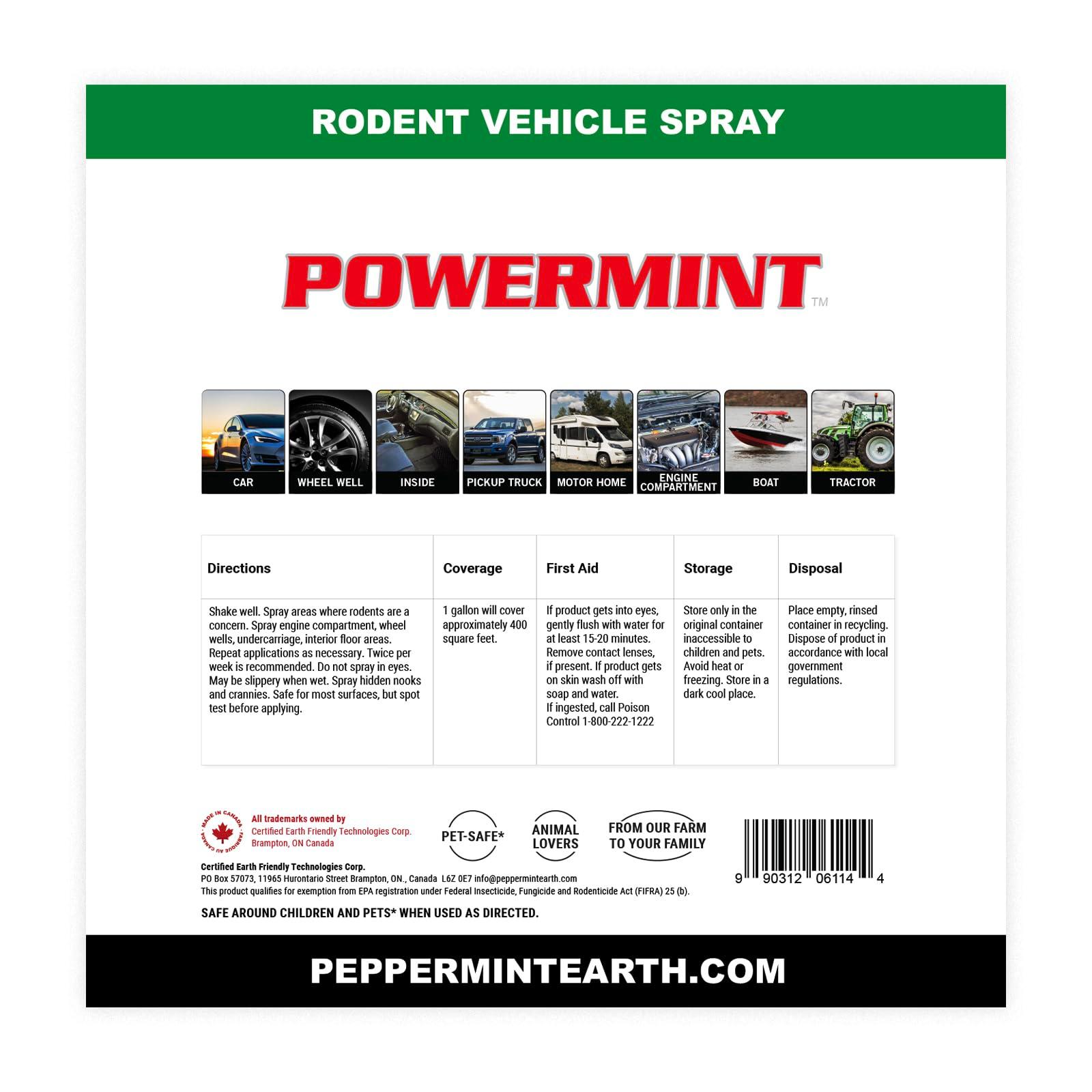 Powermint Peppermint Oil Rodent Vehicle Protection Spray (1 Gallon) for Vehicle Engines and Interiors - Cars, Trucks, RVs, and Boats - Image 4
