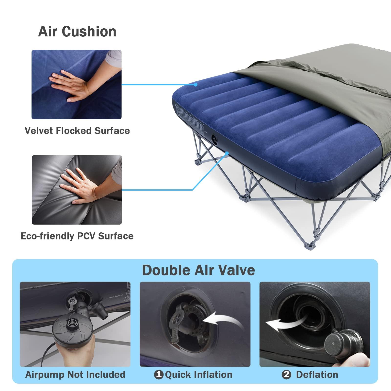 KAMPKEEPER Camping Cot,Camping Cots for Adults,Folding Camping Cot with Inflatable Air Mattress and Carry Bag,for Outdoor Travel Camp Beach Vacation (not Included The Airpump) - Image 7
