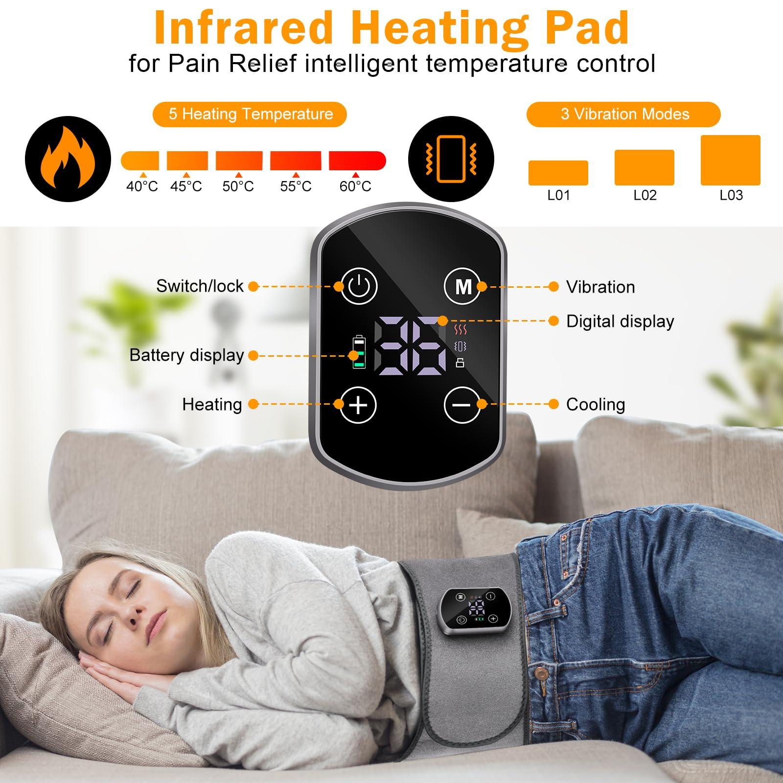 Gelpacks Direct Cordless Heating Pad for Back Pain Relief, Lumbar Massaager with Heat, Heated Back Belt Abdomen Warmer Lumbar Support, Rechargeable Heating Massage - Image 4