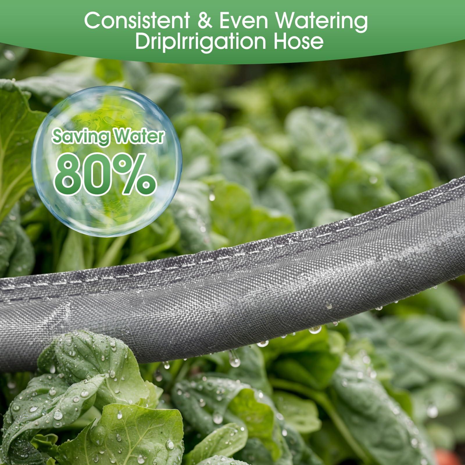 Flat Soaker Hose for Garden Beds 100 ft,Linkable Drip Irrigation Hose Save 80% Water, Leakproof Watering Hose with Holes, Duty Double Layer Flexible Leakproof(50 FT x 2Pack) - Image 4