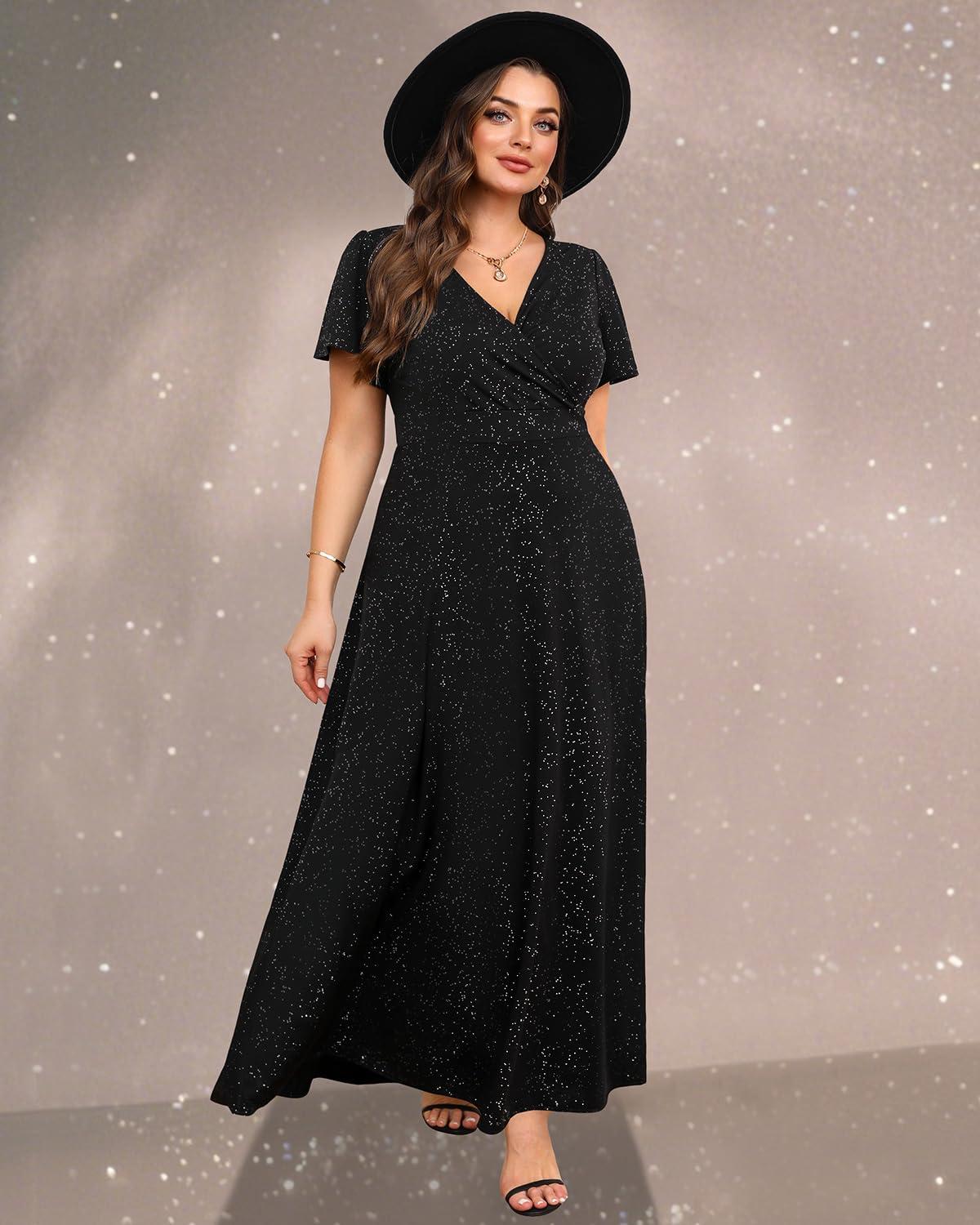 Pinup Fashion Women Plus Size Formal Dresses - Evening Gowns Wedding Guest Glitter Prom Long Dress - Image 2