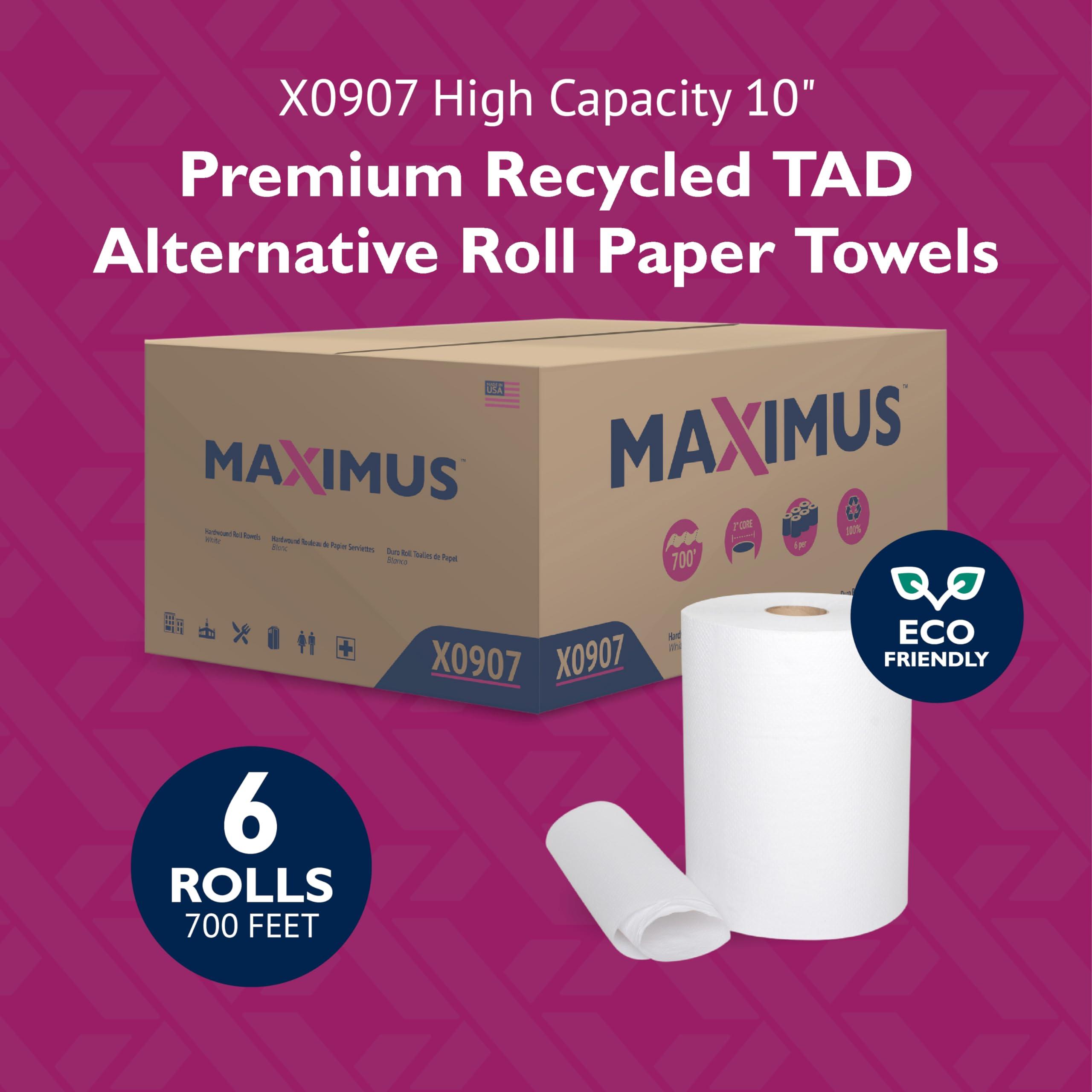 Maximus X0907 Recycled Paper Towels with Superior Absorbency, 10" Commercial Paper Towels Rolls Suitable for Office, Restaurant, and Healthcare Facilities, 6 Rolls Per Case - Image 2