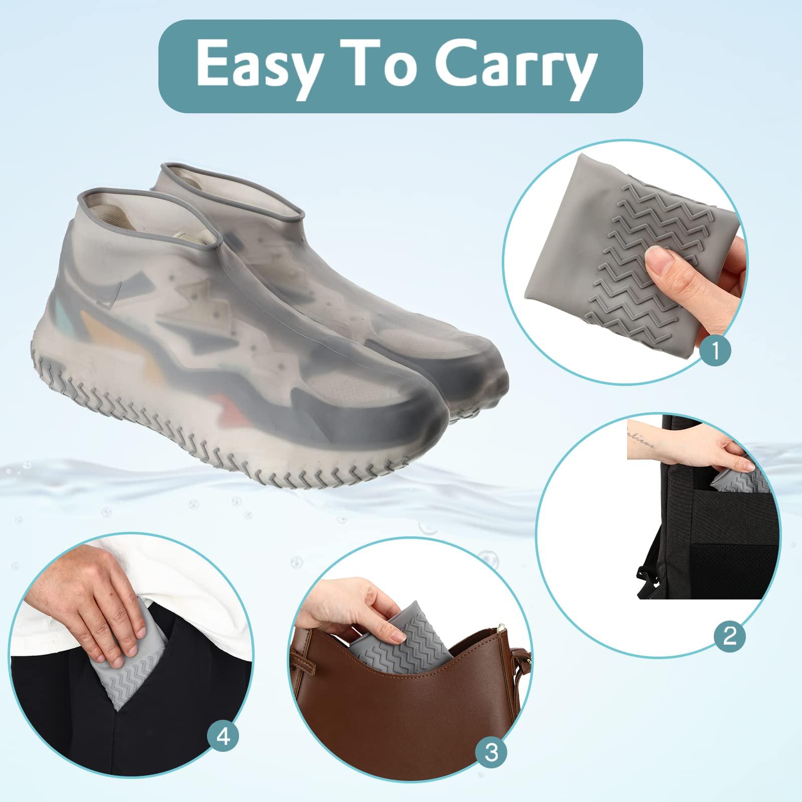3 Pairs Silicone Shoes Covers Rain Waterproof Reusable Boots Cover Non Slip Overshoes Unisex Protector Indoor Multi Use Black White Gray, Fits up to 6. 5-11. 5 Us Men and 6. 5-12 Us Women Size(Large) - Image 4
