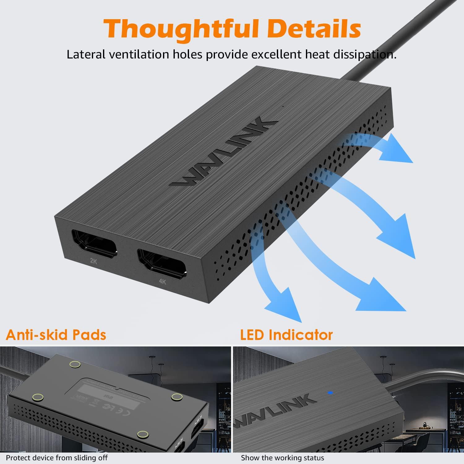 WAVLINK USB 3.0 or USB C to HDMI Adapter for Dual Monitors, Dual 1080p@60Hz Universal Video Graphics USB to Dual HDMI Adapter for USB 3.0 or USB-C, Thunderbolt 3/4, USB 4, Windows, Mac OS - Image 7