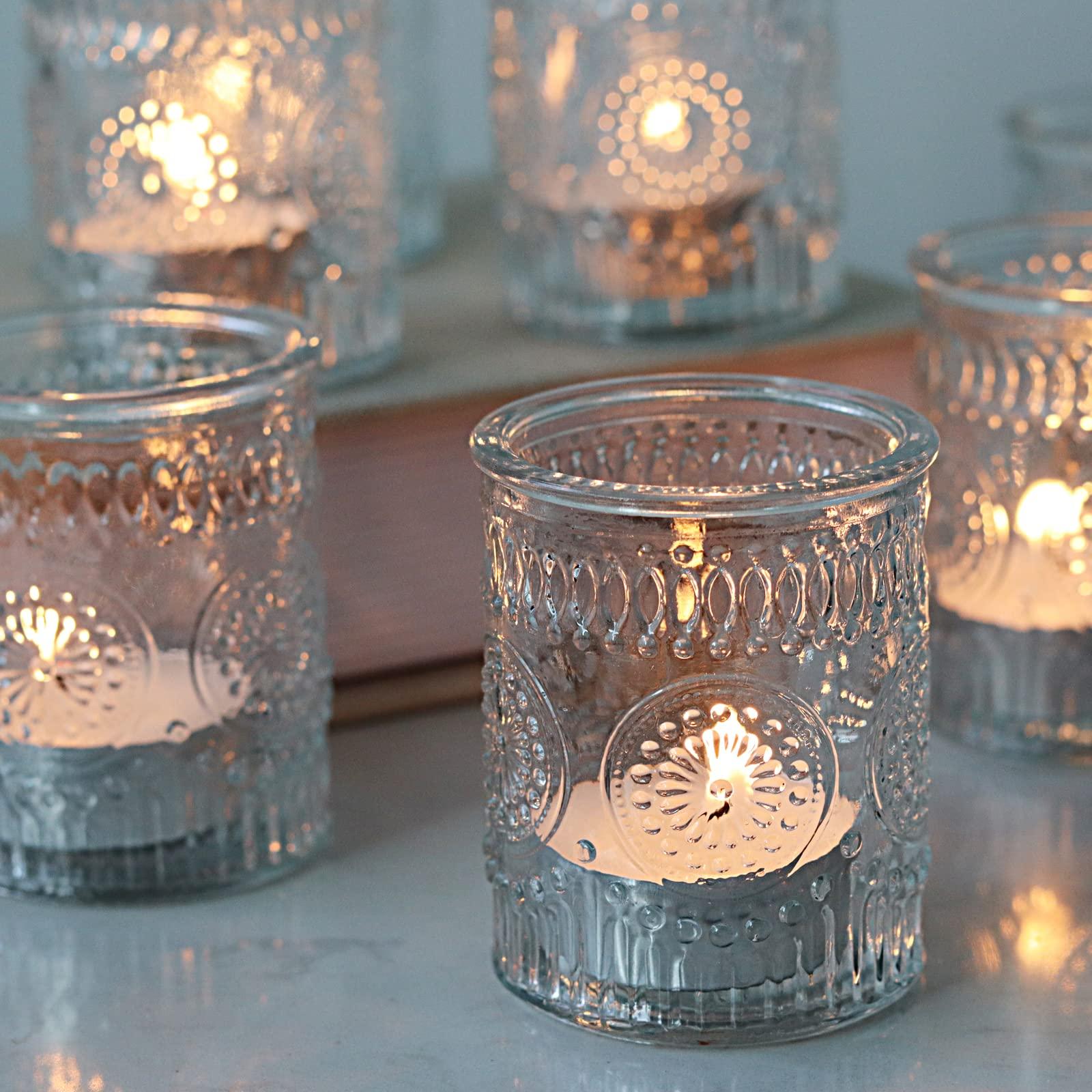 SHMILMH Clear Tealight Candle Holders Set of 36, Ribbed Votive Candle Holders Bulk for Vintage Wedding Table Birthday Party Decoration - Image 7