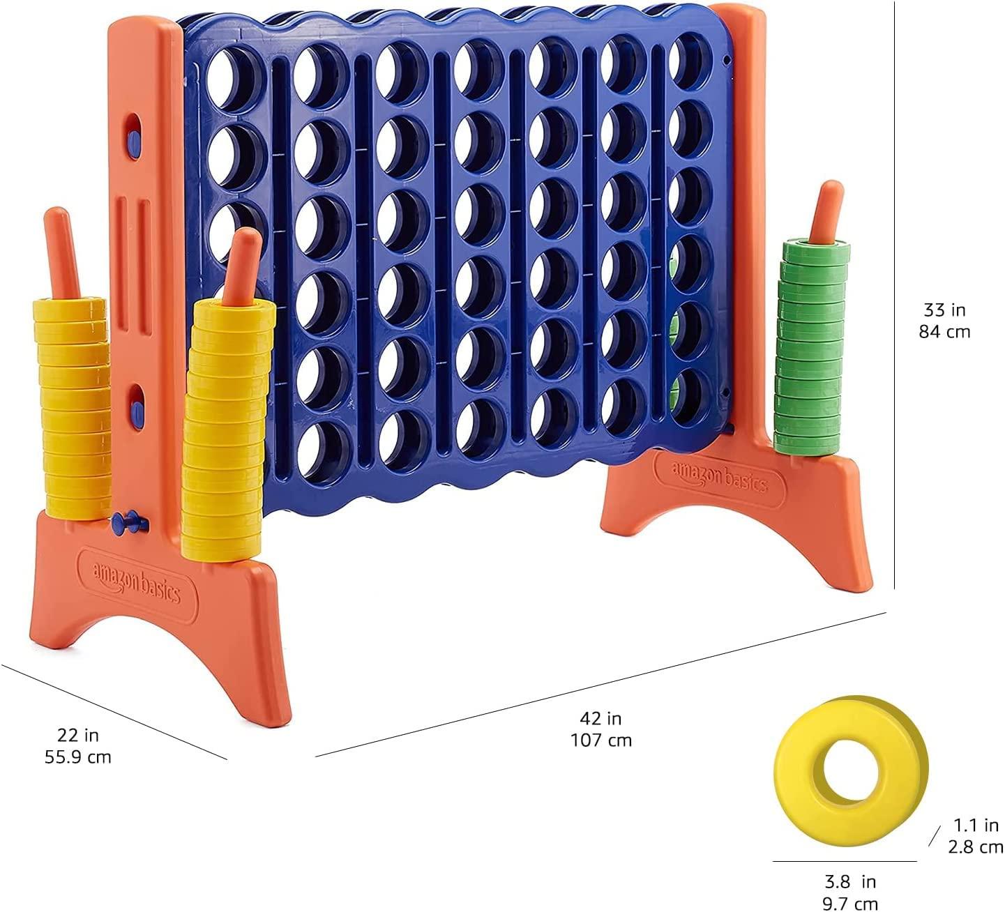 Amazon Basics Junior BPA-Free 4-to-Score Giant Premium Plastic Games Set, 4 in A Row for Kids and Adults with Carrying Bag, Great For Gifting, Variety of Colors, Blue, Yellow, Red, Green, Large - Image 5