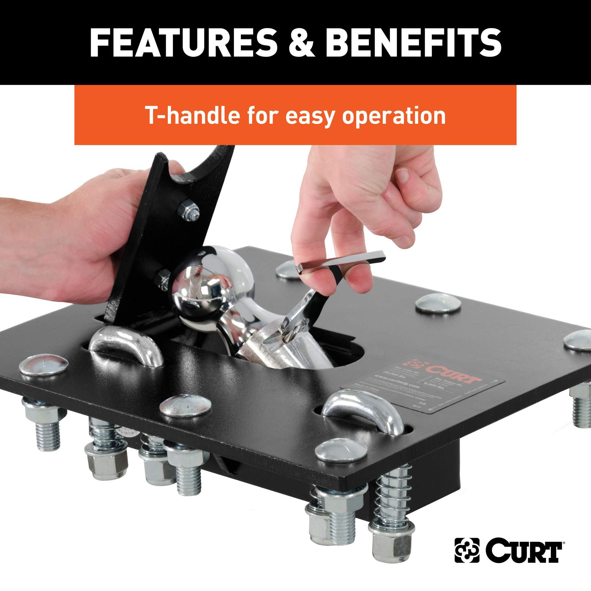 CURT 61052 Over-Bed Folding Ball Gooseneck Hitch, 30,000 lbs, 2-5/16-Inch Ball - Image 6