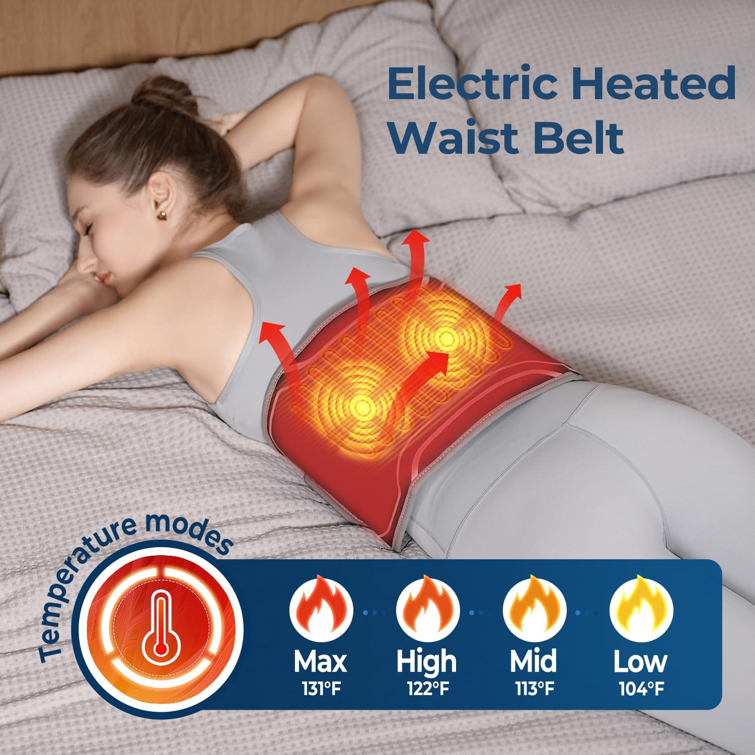 Heating pad for Back Pain Relief, 60” Large Portable Lower Back Massager with 3 Vibration and 4 Heat, Heated Back Brace Gifts for Family Men Women - Image 2