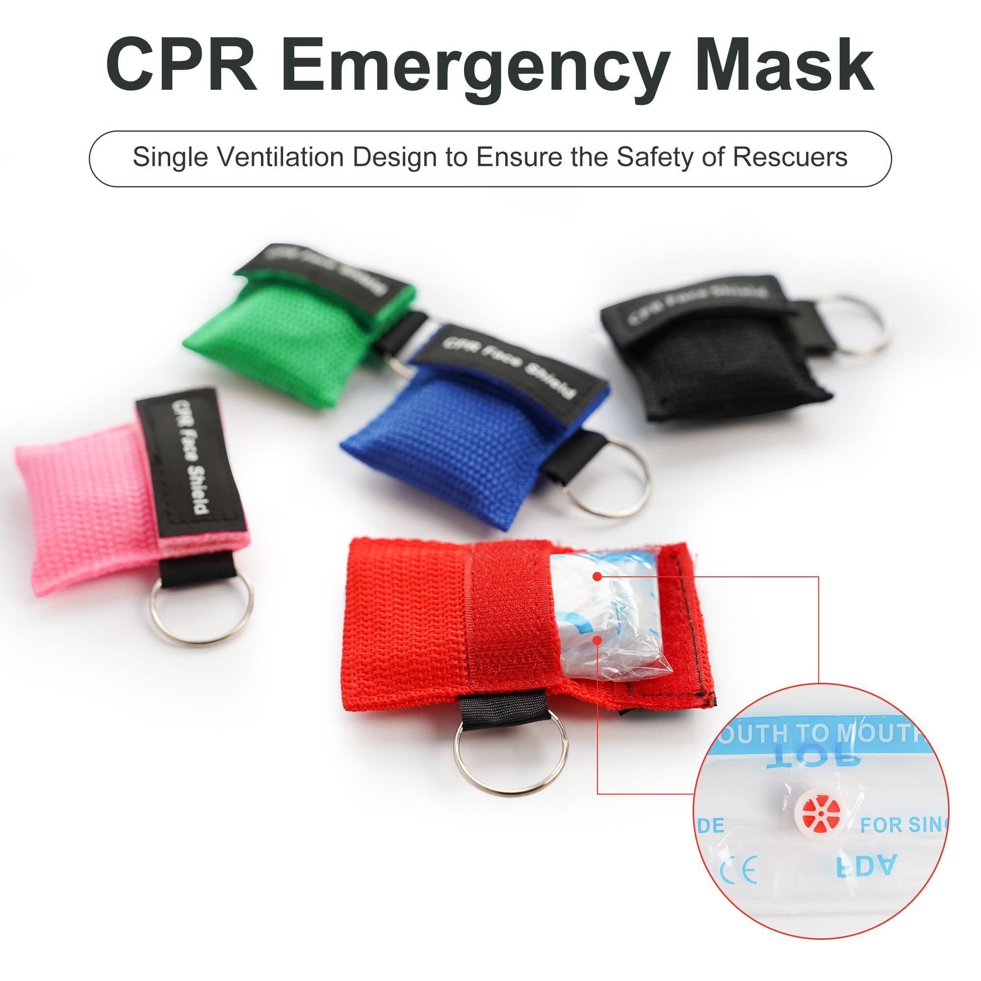 KONGDY 20pcs CPR Face Shield, CPR Pocket Mask Keychain with One-Way Valve Breathing Barrier - Image 3