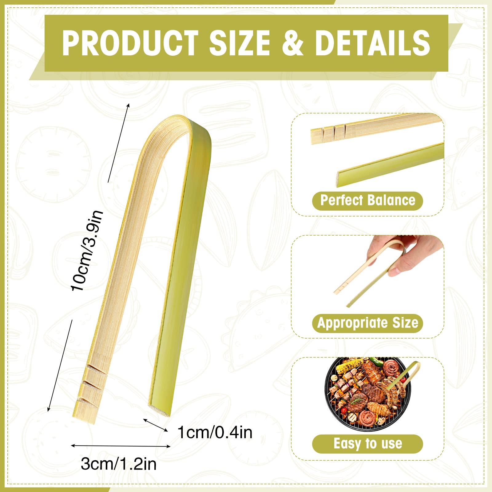 Chengu 240 Pcs Mini Bamboo Tongs Disposable Small Wooden Toaster Tongs Charcuterie Serving Party Cooking Utensils for Catering Buffet Appetizer Wedding Party Supplies(4 Inch) - Image 3