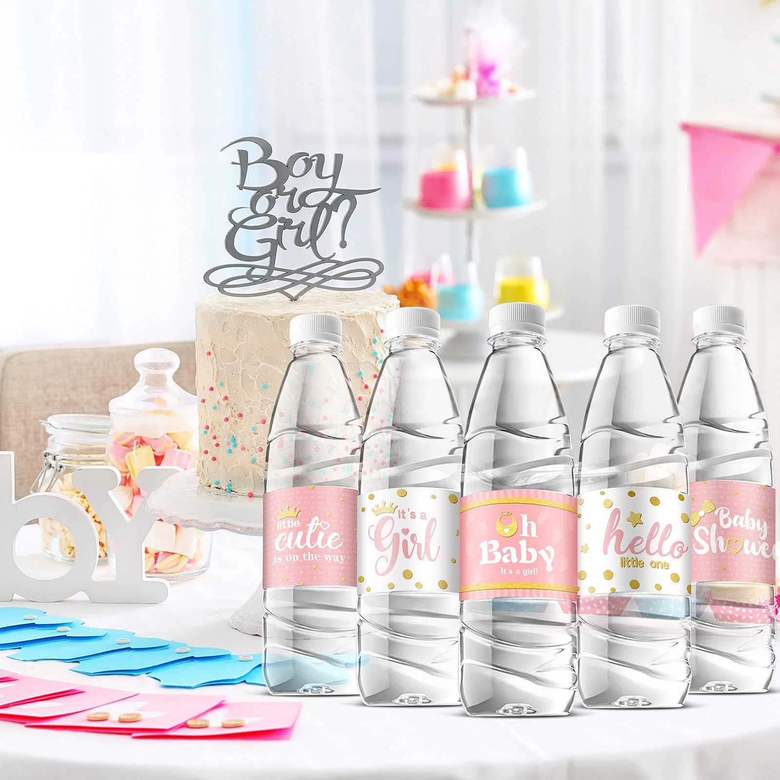Teling 80 Pieces Baby Shower Water Bottle Labels Waterproof Water Bottle Stickers Wrappers Labels for Baby Shower Party Decoration(Pink Girl Style) - Image 6