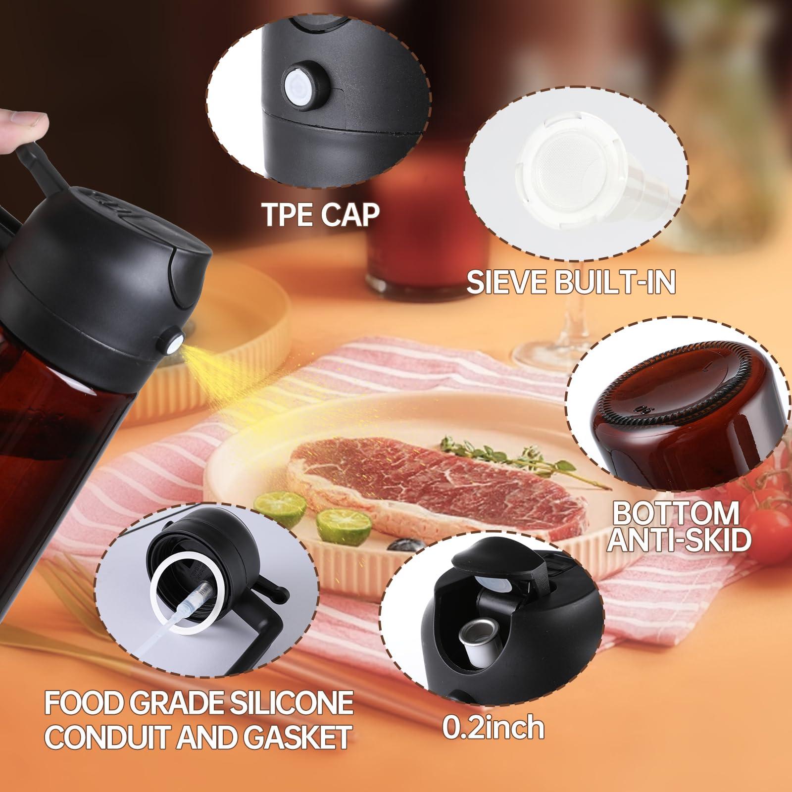 WandaQueen 2 in 1 Oil Sprayer for Cooking, 16oz Olive Oil Dispenser Bottle for Kitchen Gadgets with 8 Stickers, Glass Bottle for Air Fryer - Image 7