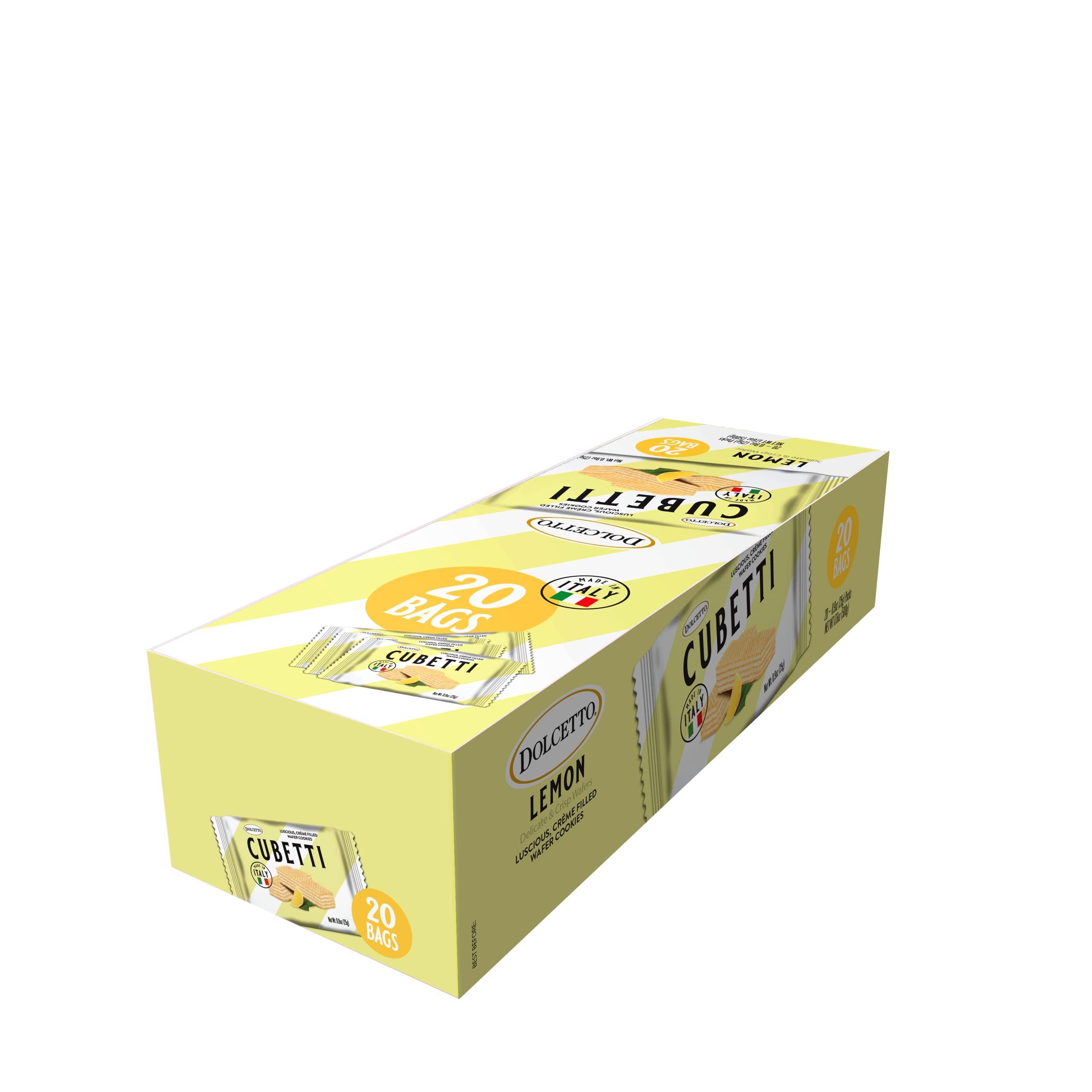 Dolcetto Cubetti Wafer Cookies, Lemon Flavor, 8.8 Ounce (Pack of 20), Cream Filled Bite Sized Crispy Wafer Cookies, Made in Italy, Halal - Image 3