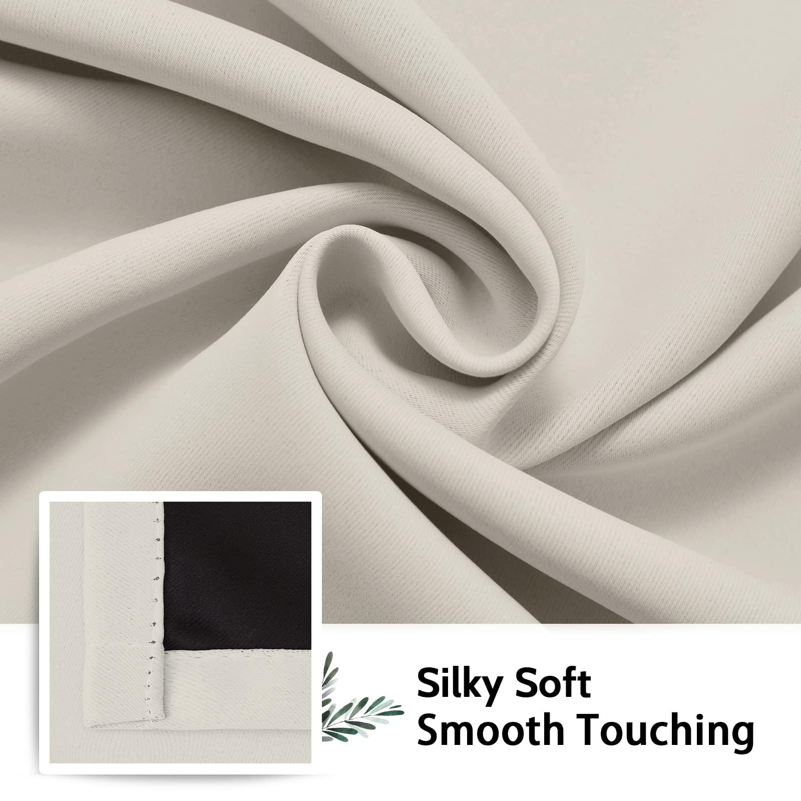 SimpleHome 100% Blackout Curtains for Bedroom,Thermal Insulated Grommet Window Drapes Room Darkening Cream Curtains for Living Room with Black Back,52 x 84 Inch,2 Panels - Image 6