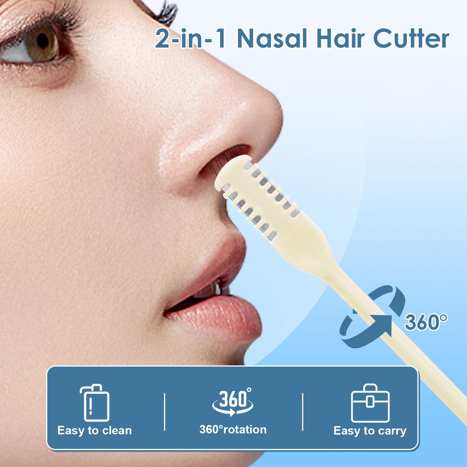 ZKENIRD 6 Pcs 2-in-1 Nasal Cutter, Upgrade Double Sided Nose Knife, 360 Nostril Hair Remover Tool, Trimmer for Men, Women, Soft Cleaning Brush (Cream) - Image 4