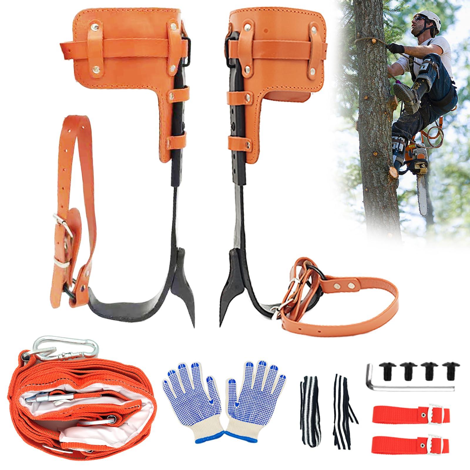 timiland Tree Climbing Spikes Set,Tree Climbing Gear，Rock Climbing Kit with Professional Accessories,Adjustable Length Design,Alloy Steel Pole,Hunting and Observation, for Climb,Fruit Picking