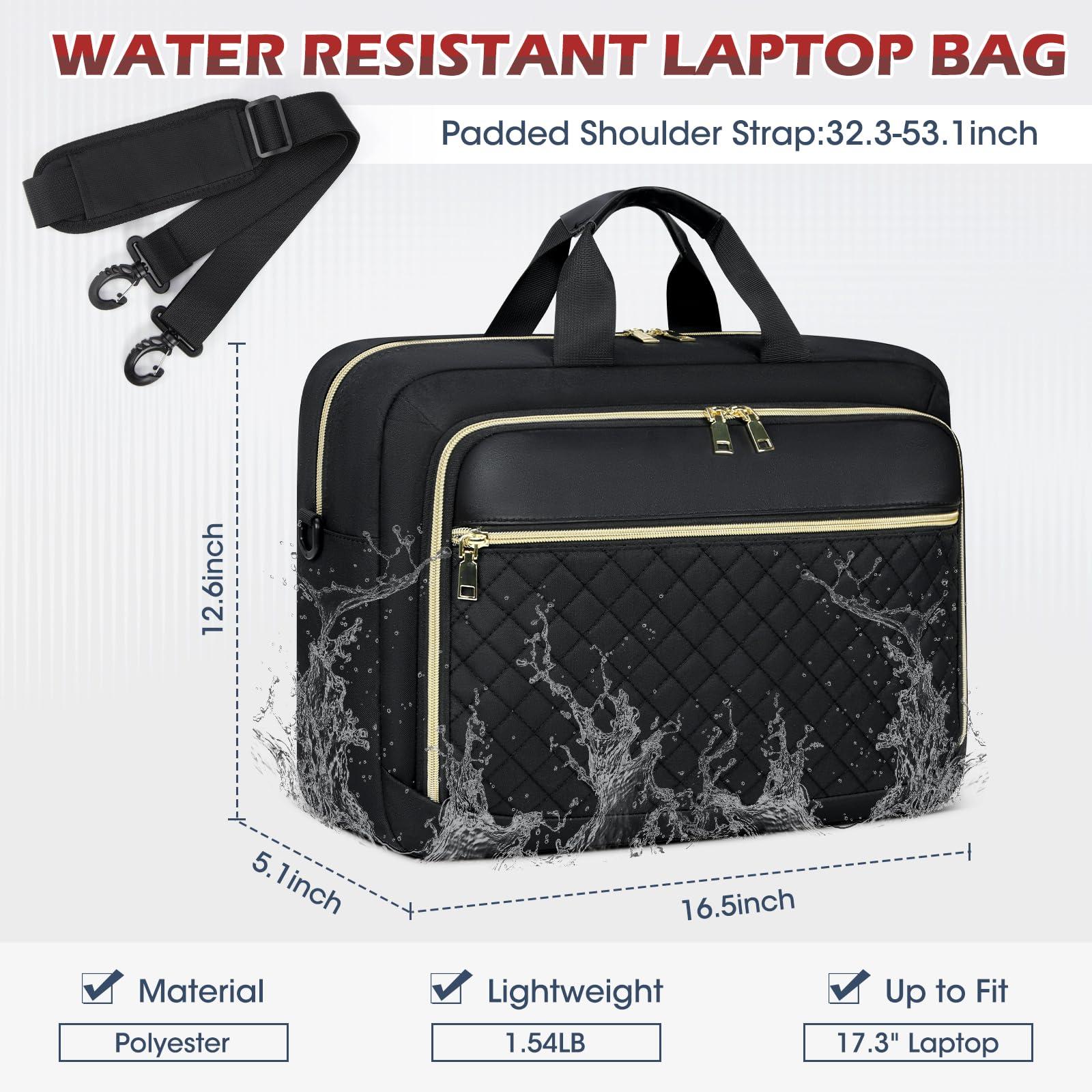 NEWHEY Laptop Bag 17.3 Inch Laptop Briefcase for Women Men Waterproof Shoulder Messenger Bag Large Computer Bag for Business Office Work College, Black - Image 2