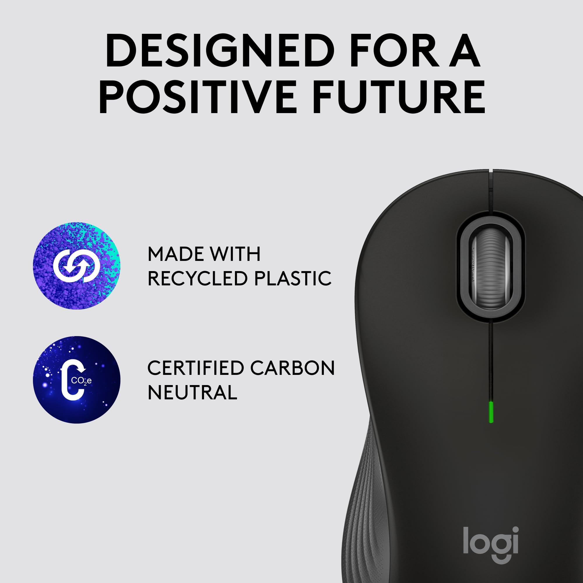 Logitech Signature M550 Wireless Mouse - for Small to Medium Sized Hands, 2-Year Battery, Silent Clicks, Customizable Side Buttons, Bluetooth, Multi-Device Compatibility - Black (Renewed) - Image 5