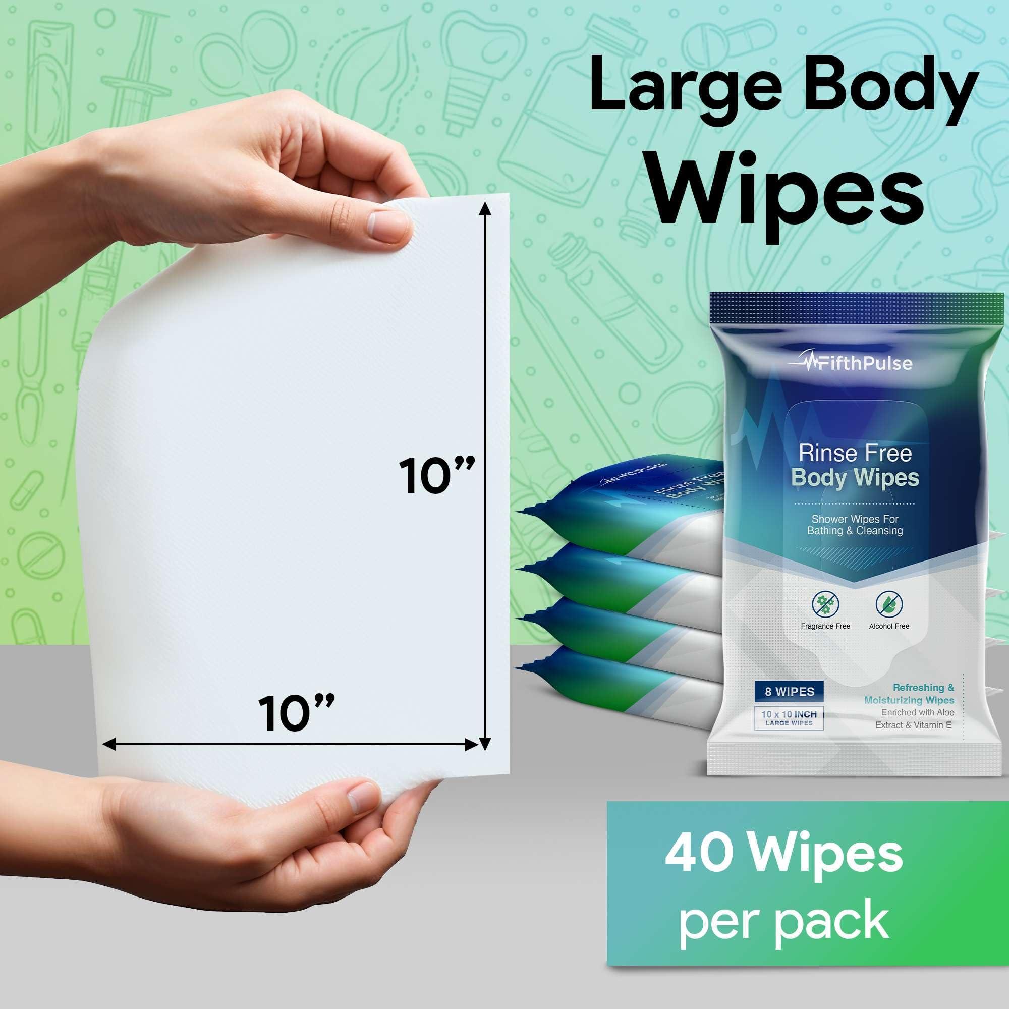 XL Adult Body Wipes for Women and Men - 1 Pack of 8 Travel Cleansing Wipes - 10x10 Large for Camping, Gym, Travel, and More - Image 2