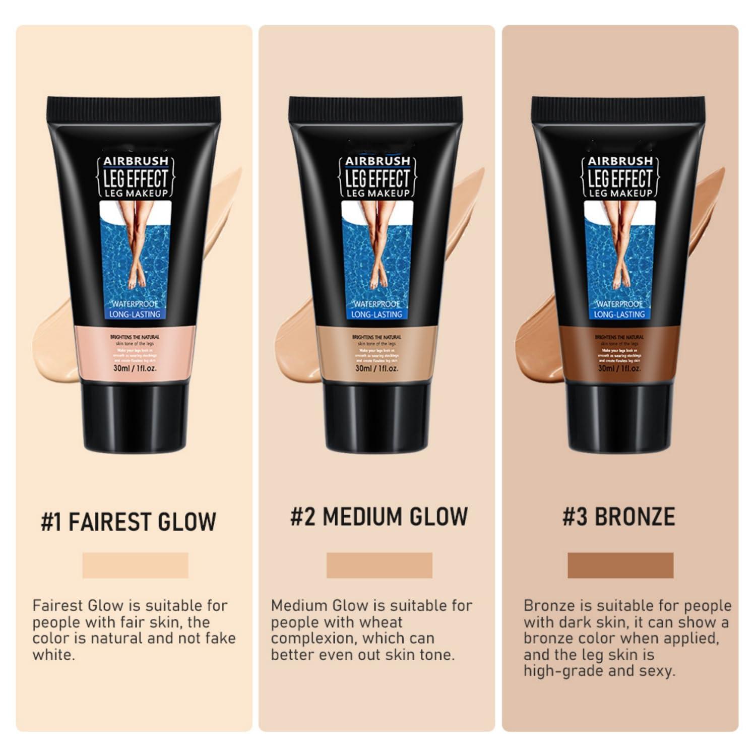 MAEPEOR 3 Colors Body Bronzers Waterproof No Transfer Flawless Looking Leg Makeup Light Leg and Body Scar Cover up Makeup/Tattoo Cover Up (30ML,02 Medium Golw） - Image 2