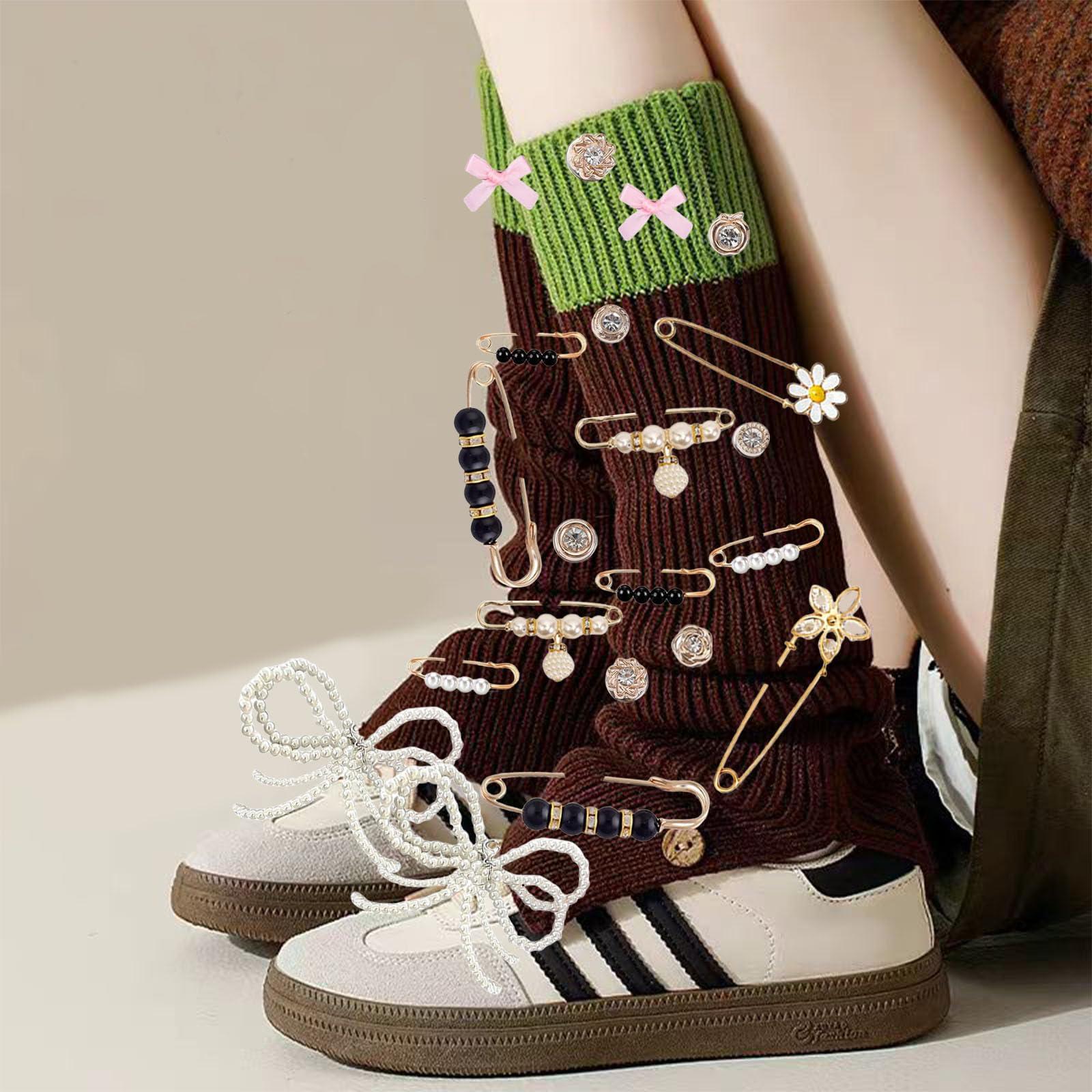 BIIQAKOO Shoe Charms for Sneaker Fashion Charm for Socks Junk Socks Charms Safety Pins Brooches and Pins for Women Jewelry Charm Kit Suitable for Christmas Gifts - Image 2