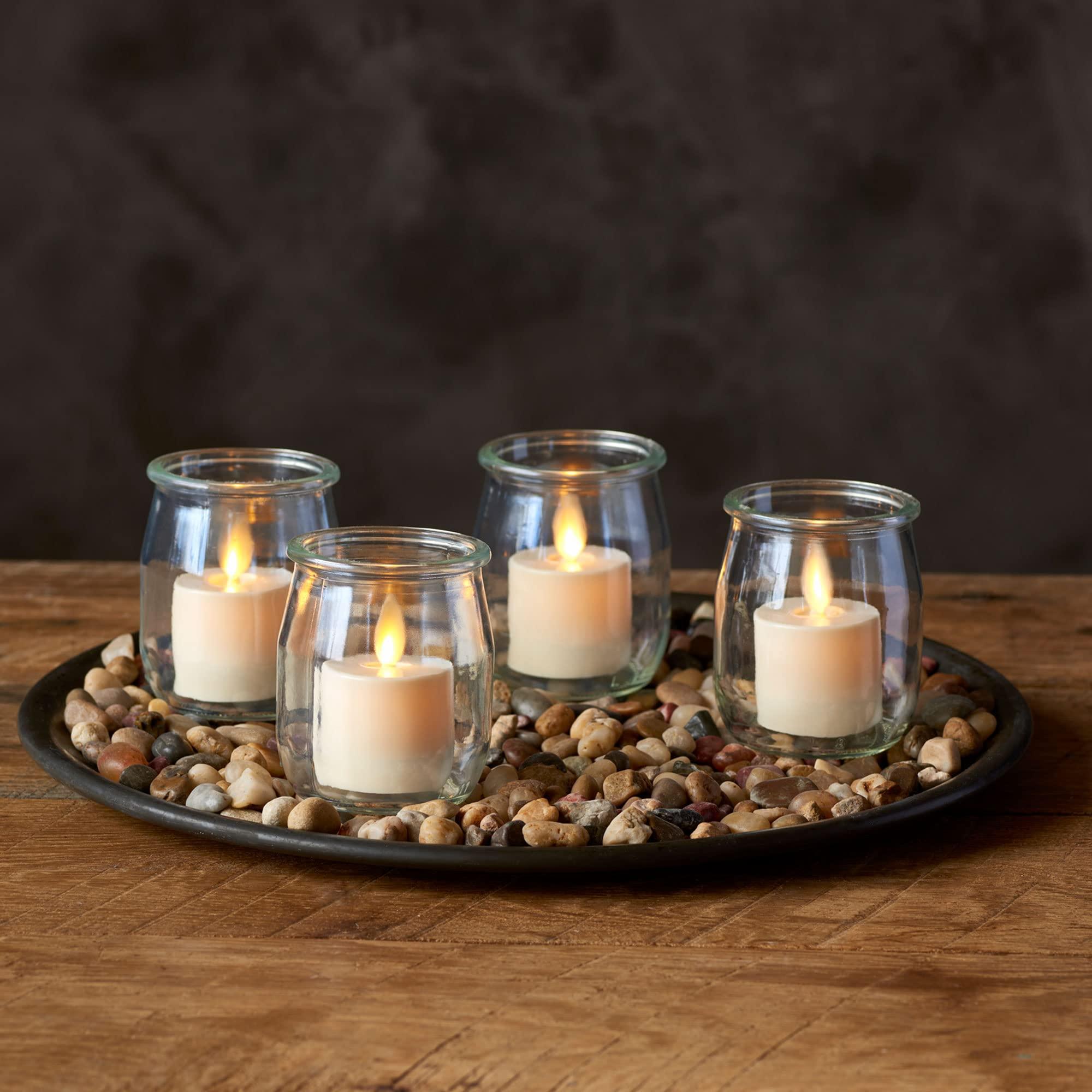 Luminara Flickering Flameless Pearl Ivory Tealights - Warm LED Light Flame Votives - Battery Operated Decor for Dining Room Table Centerpieces, Fireplace Mantel, Dinner Party, Reception - Set of 4 - Image 8