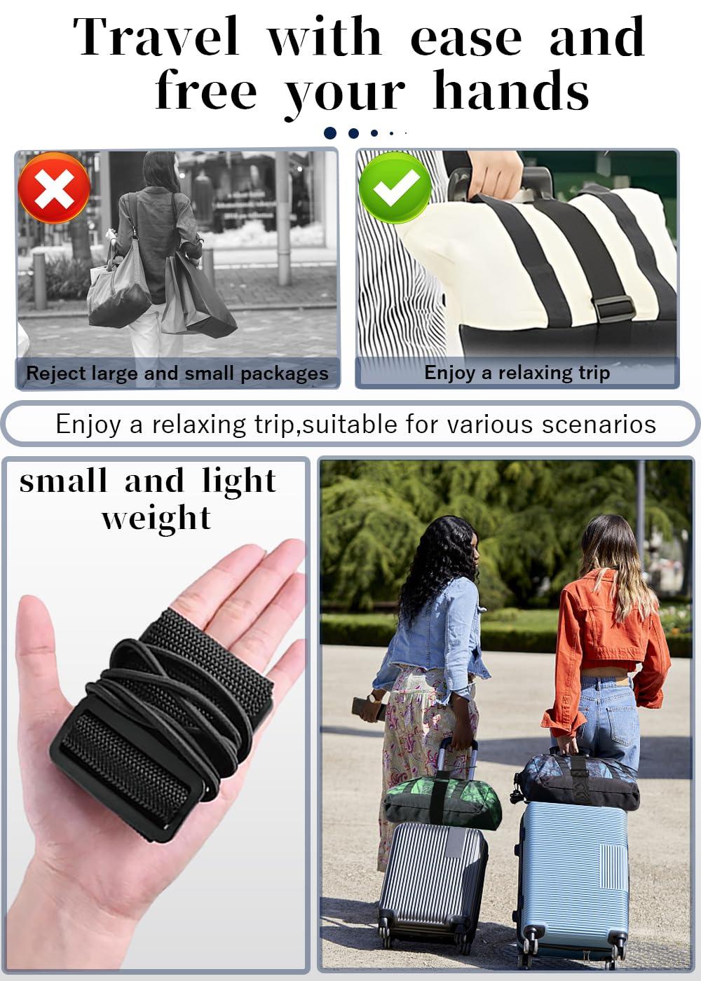 Luggage Straps Bag Bungee Luggage Straps Suitcase Adjustable Belt，Add a Bag Easy to Travel Suitcase Elastic Strap Belt Luggage Accessories(Black) - Image 3