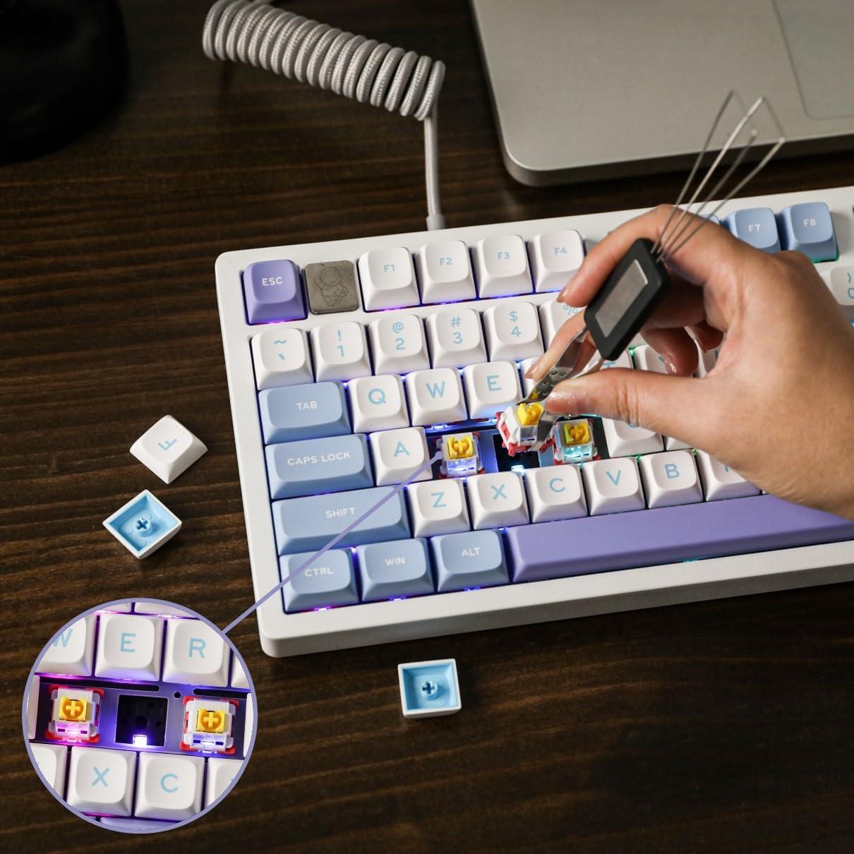 EPOMAKER x LEOBOG Hi75 Aluminum Alloy Wired Mechanical Keyboard, Programmable Gasket-Mounted Gaming Keyboard with Mode-Switching Knob, Hot Swappable, NKRO, RGB (White Purple, Nimbus V3 Switch) - Image 5