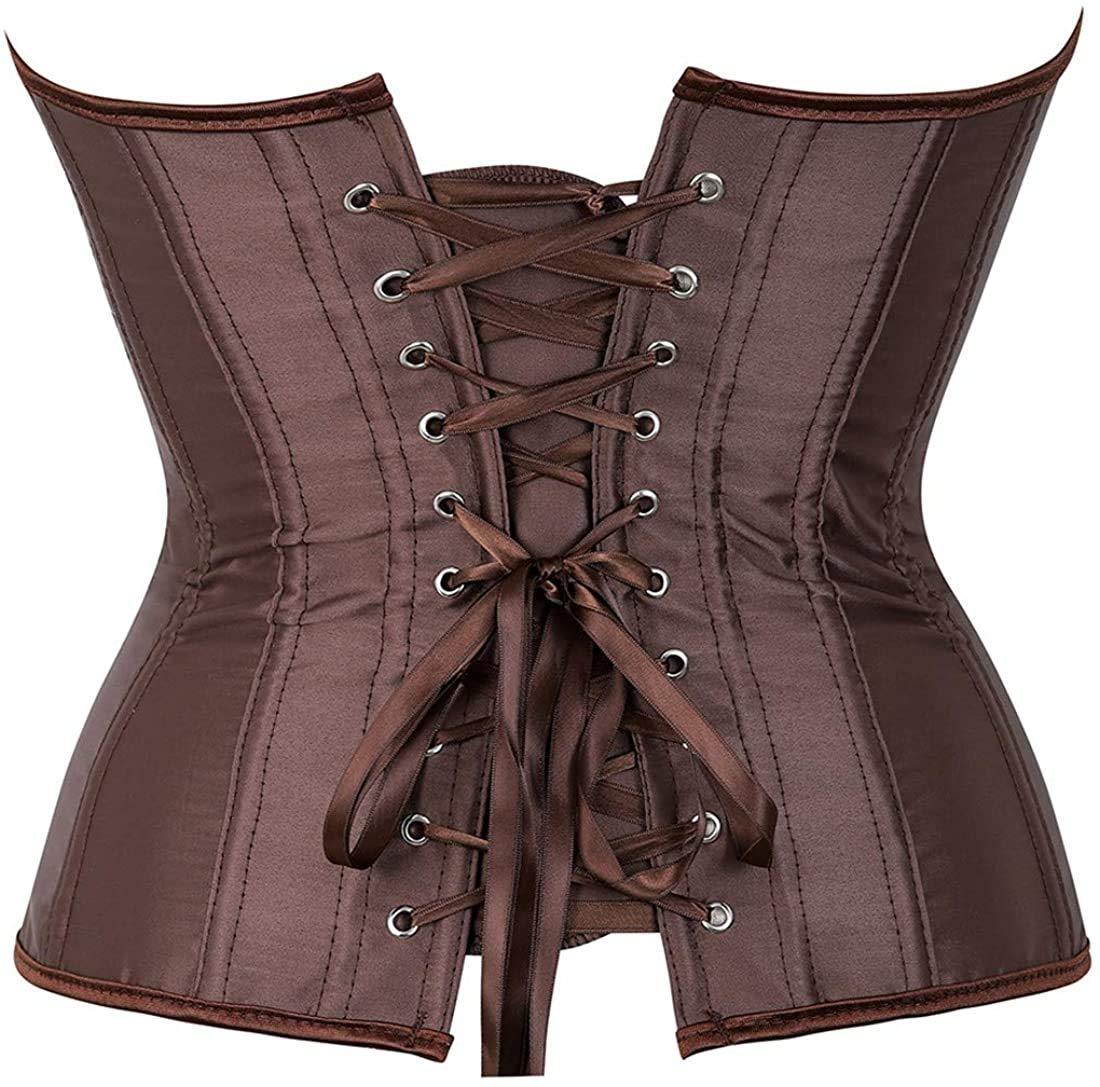 HNGHOU Women's Bustier Corset Top Plus Size Satin Waist Cincher Overbust Bustiers - Image 2