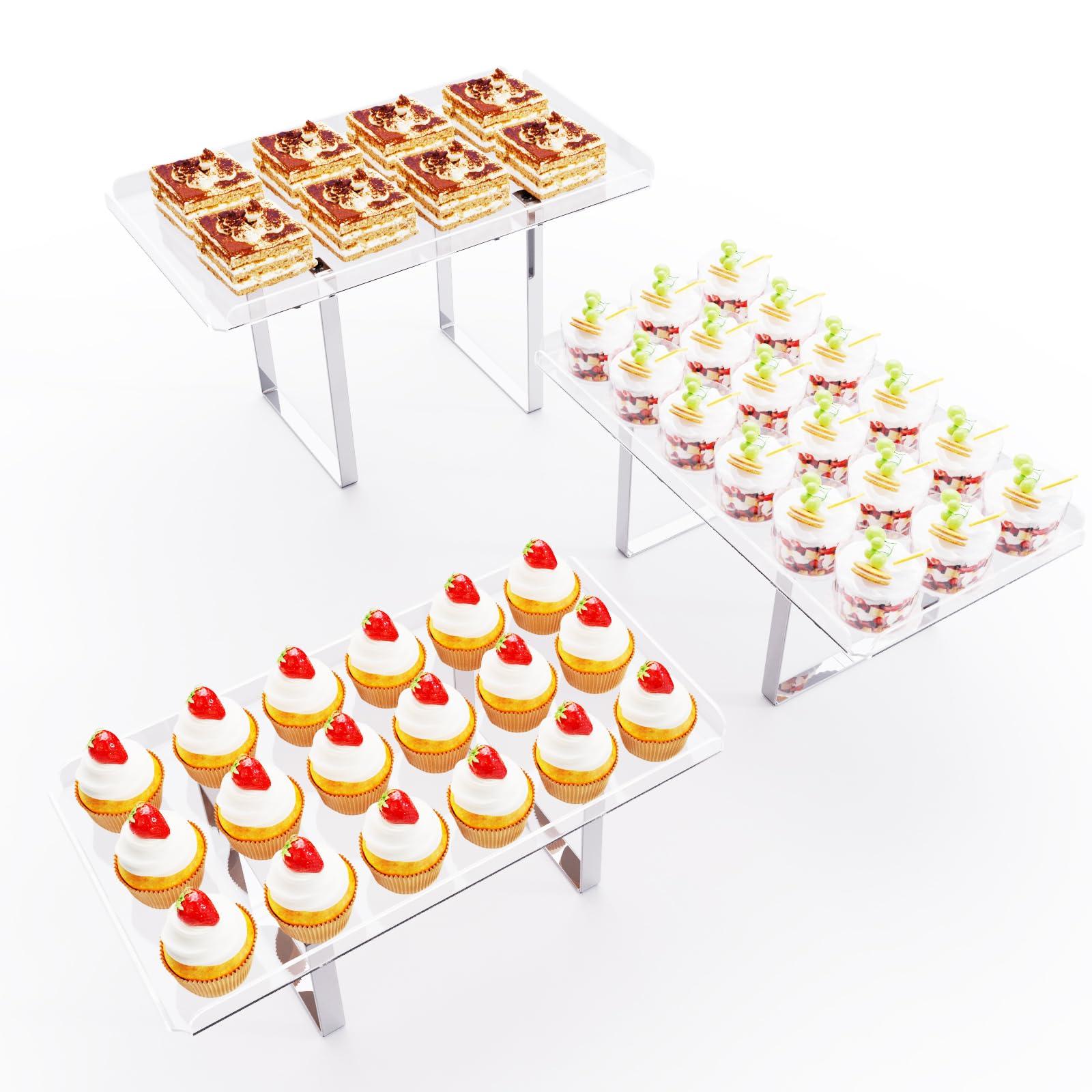 Bakzon 3 Pieces Cupcake Stand Holder, Clear Acrylic Dessert Table Display Set with Iron Support Legs for Birthday Candy Bar Décor Weddings, Parties Events - Image 9