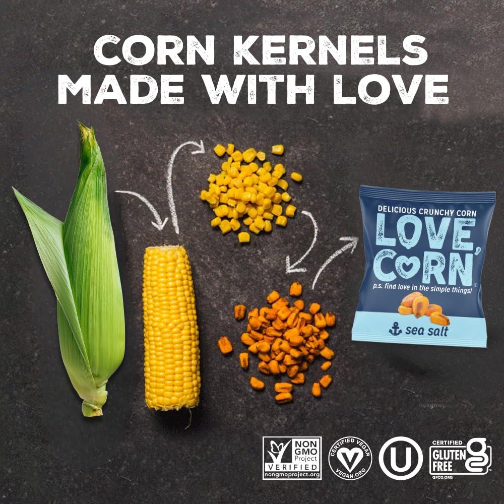 LOVE CORN Fab Four - Sea Salt, BBQ, Salt & Vinegar, Hot Spicy 0.7oz x 20 Delicious Crunchy Corn Healthy Family Snacks Gluten Free, Kosher, NON-GMO Alternative for Chips, Nuts, Crackers Pretzels - Image 3