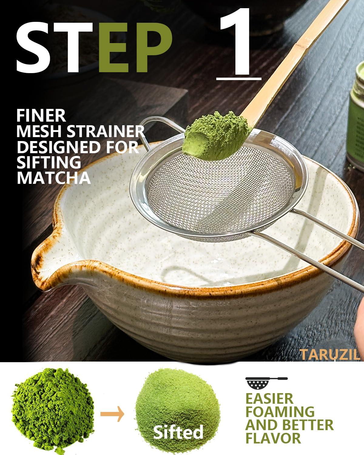 Taruzil Matcha Whisk Set with Matcha Bowl, Matcha Bamboo Whisk, Scoop, Sifter, Matcha Whisk Holder Unique Gifts for Women Men Girl Friend Home Kitchen Decor Gifts for Christmas, Birthday,Halloween - Image 3