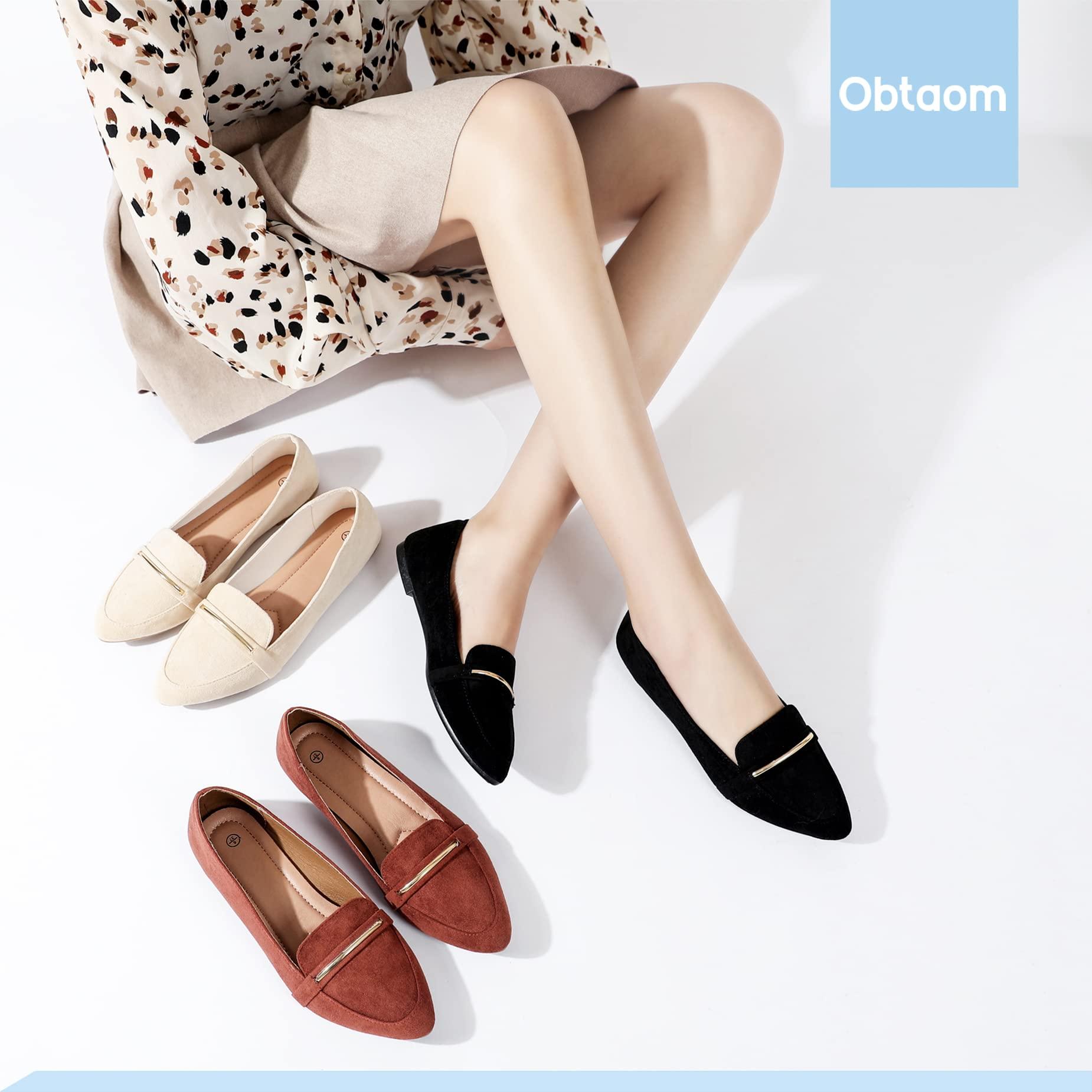 Obtaom Women's Pointy Toe Loafer Flat Comfortable Faux Suede Work Shoes,Cute Penny Loafer Slip On Ballet Flat - Image 7