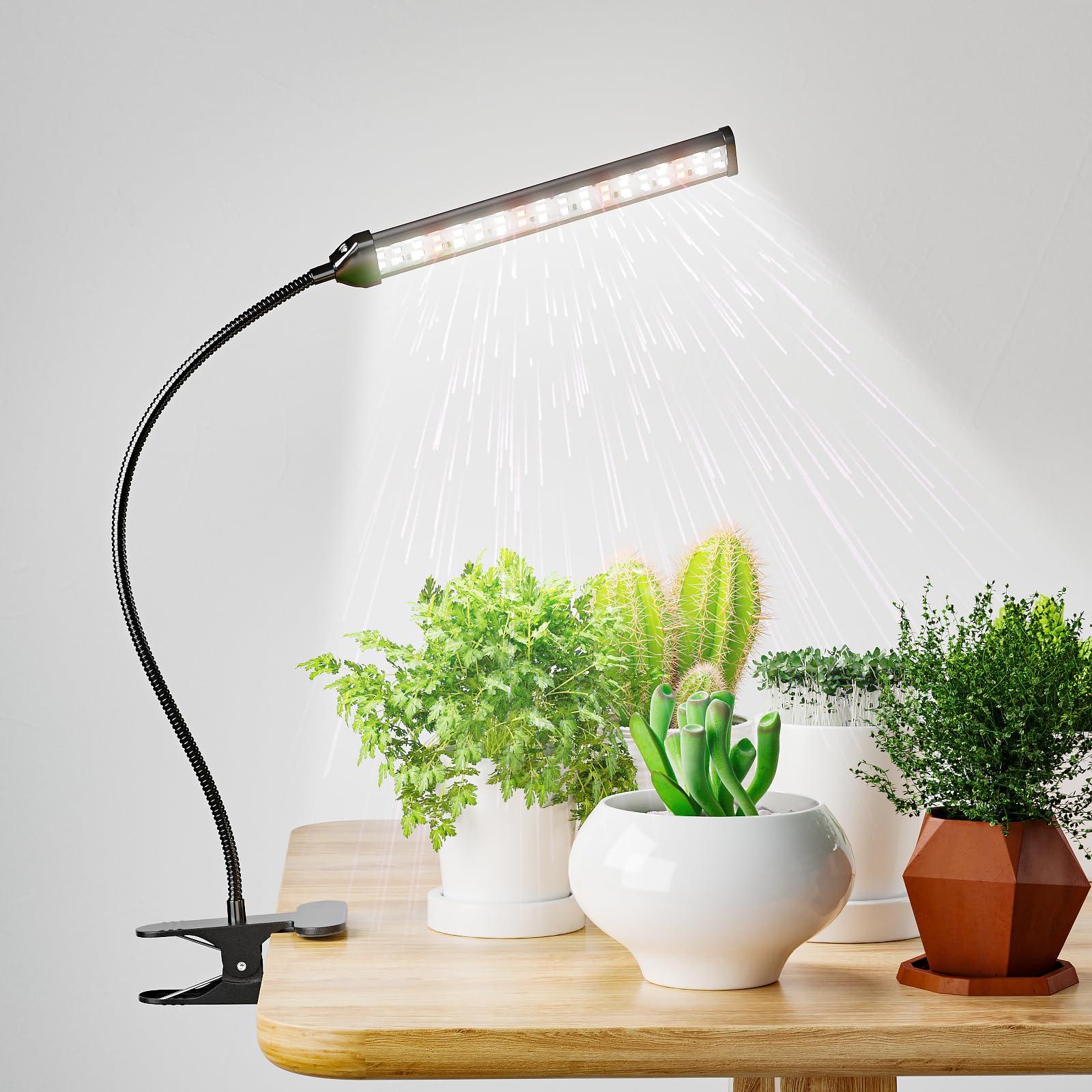 GooingTop Grow Light LED Growing Lamp,6500K 50W Full Spectrum 72 LED Gooseneck Plant Lamp Clip-on Desk for Indoor Plants Seed Starting,Lighting Brightness Adjustable,Timer 4 8 12 18Hrs