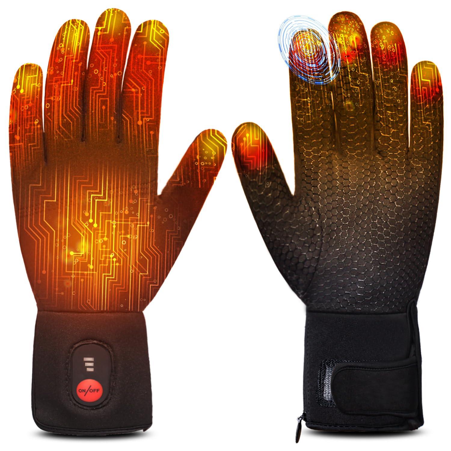 Heated Glove Liners for Men Women,Rechargeable Electric Battery Heating Riding Ski Snowboarding Hiking Cycling Hunting Thin Gloves Hand Warmer