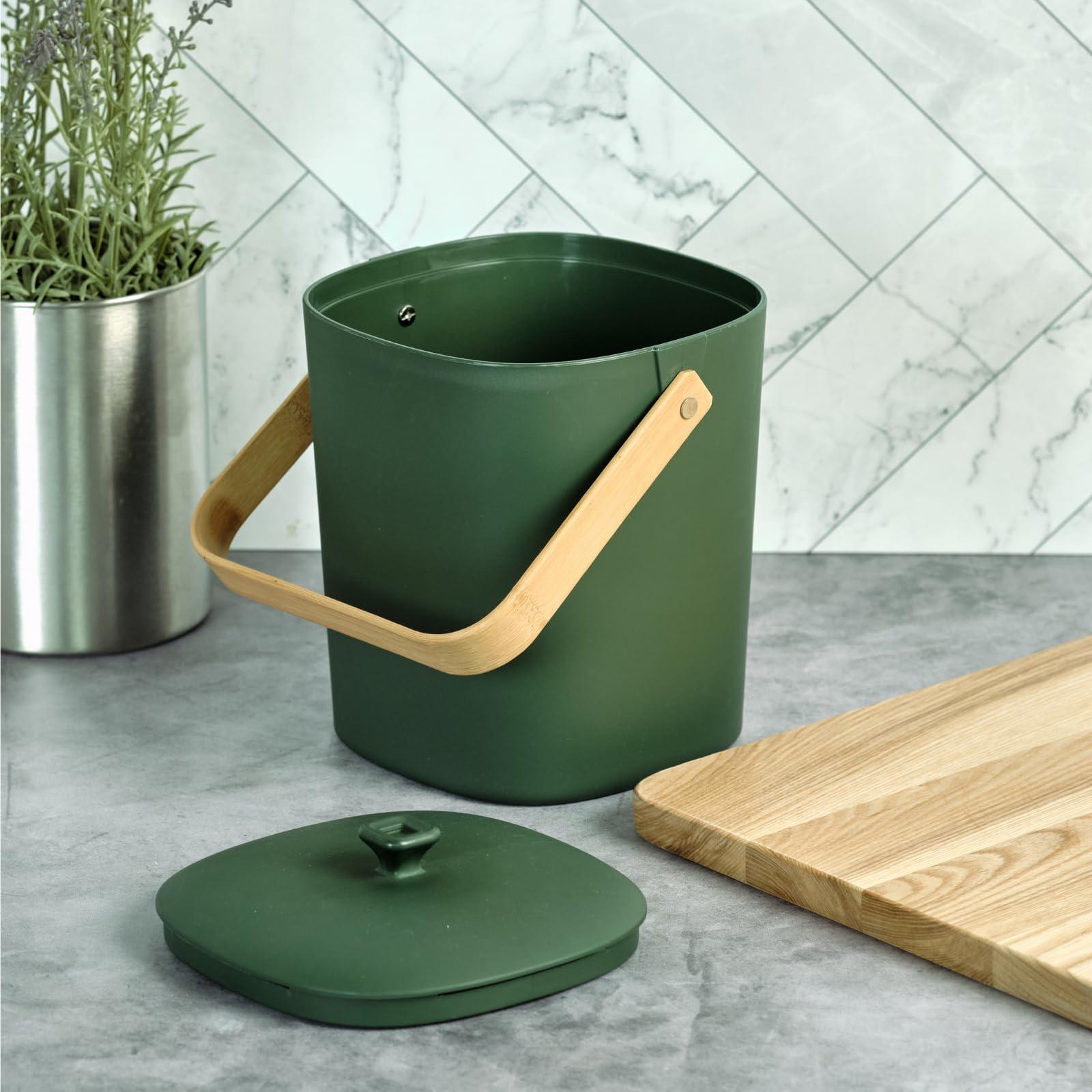 Bamboozle Countertop Compost Bin Kitchen | 1 Gallon | Odorless Composting Bin with Filters | Indoor Compost Bin with Lid | Plant Based Kitchen Composter for Food Scraps & Waste Recycling | Forest - Image 2