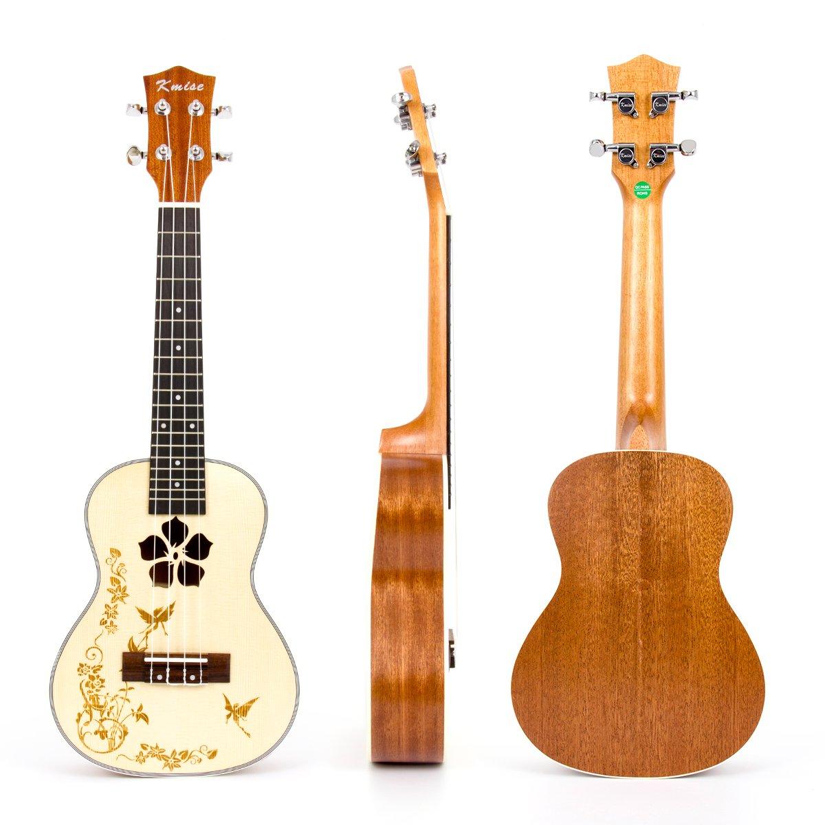 Concert Ukulele,Kmise Ukelele 23 Inch Solid Spruce Ukalalee with Bag and Digital Tuner for Beginners Adults - Image 3