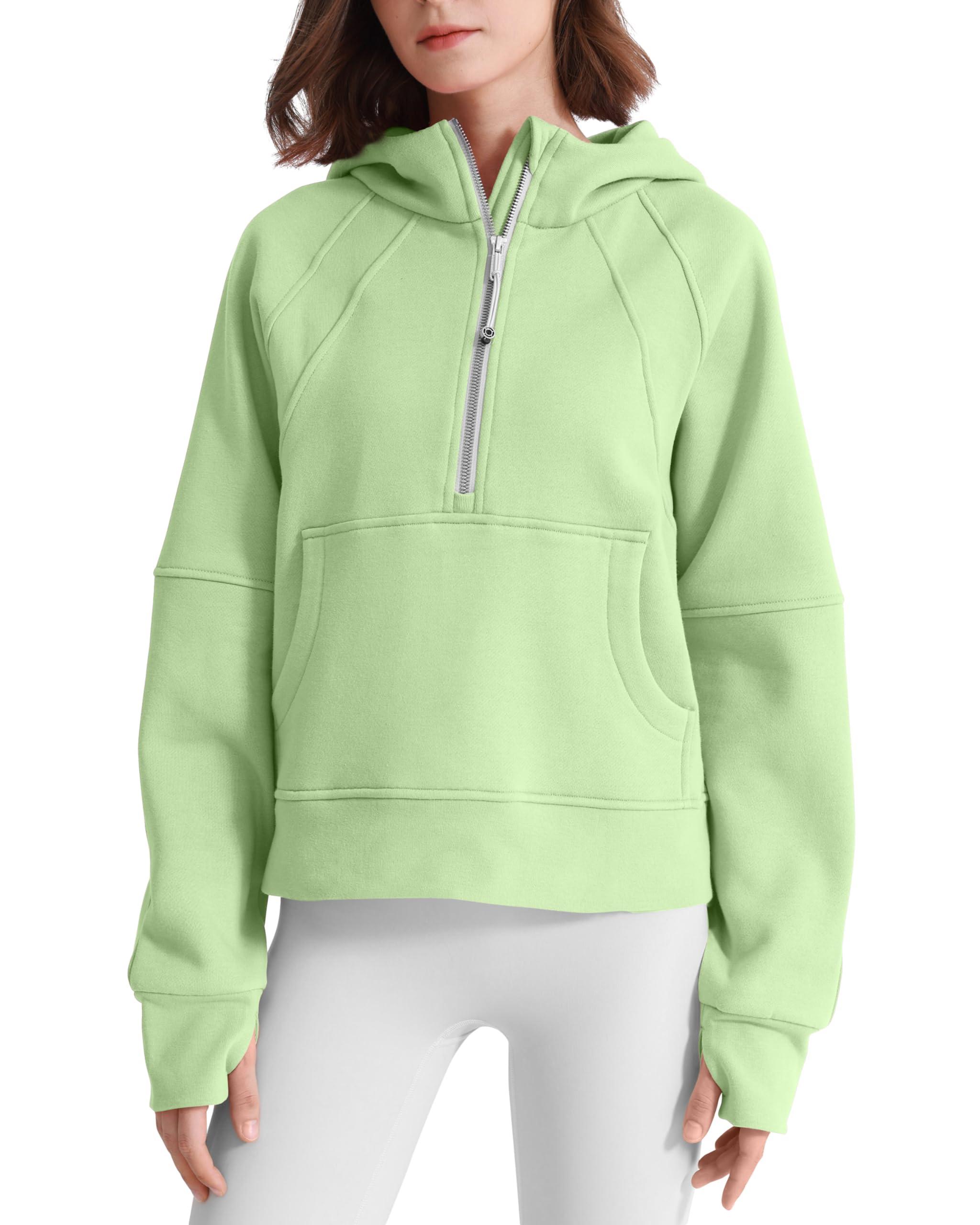 ISEEGZ Womens Fleece Lined Half Zip Pullover Cotton Winter Warm Scuba Sweatshirt for Women with Thumbhole Pocket - Image 1