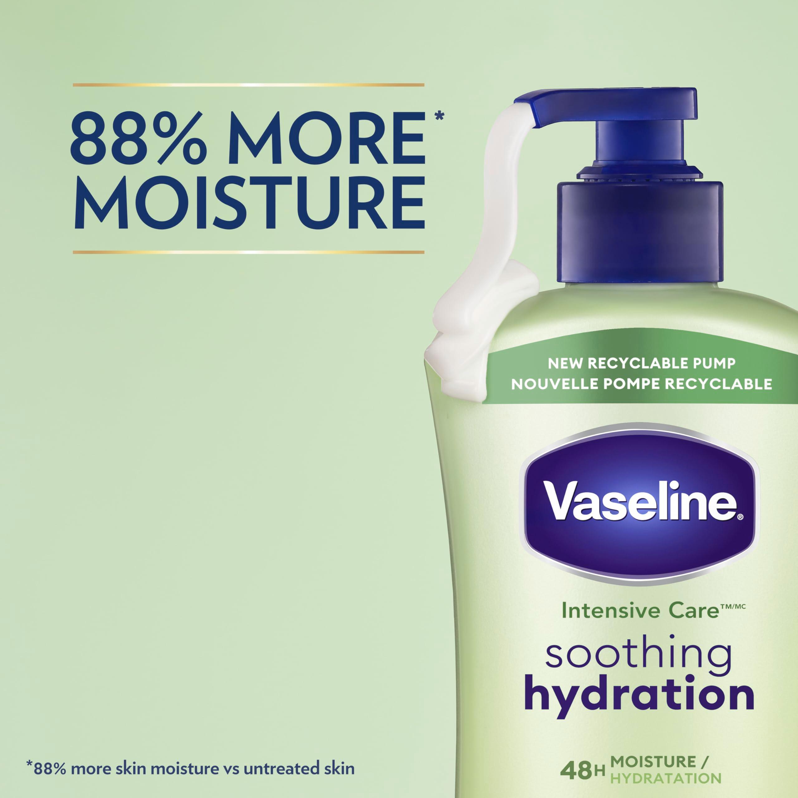 Vaseline Intensive Care Body Lotion for Dry Skin Soothing Hydration Lotion Made with Ultra-Hydrating Lipids + 1% Aloe Vera Extract to Refresh Dehydrated Skin 20.3 oz, Pack of 3 - Image 6