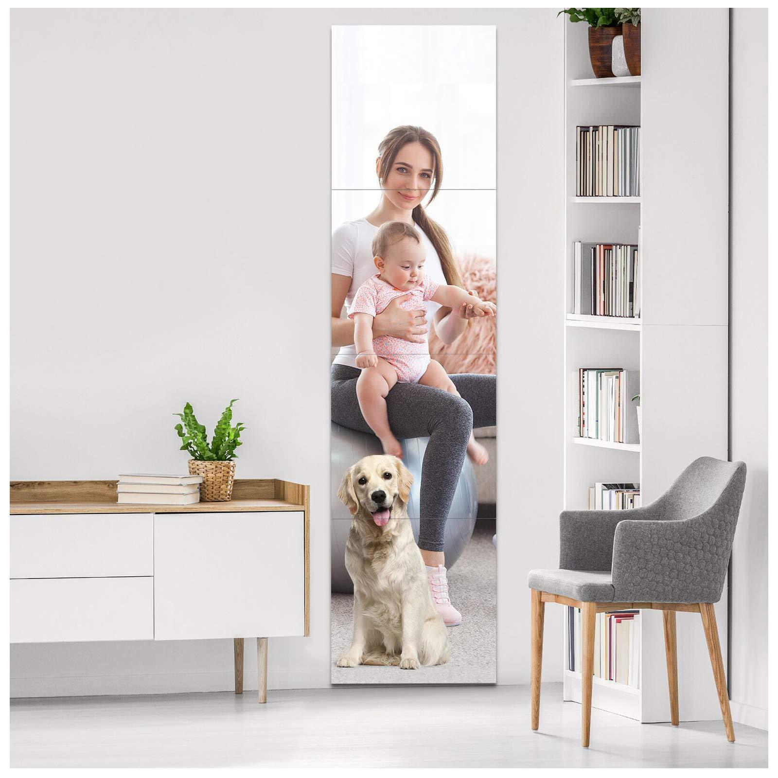 EVENLIVE® Full Length Mirror Tiles, Frameless Glass Wall Mirror 12 Inch x 4 Pieces, Body Mirror, Long Mirror, Gym Mirrors for Home Gym, for Door, Closet, Room, Easy to Install - Image 5