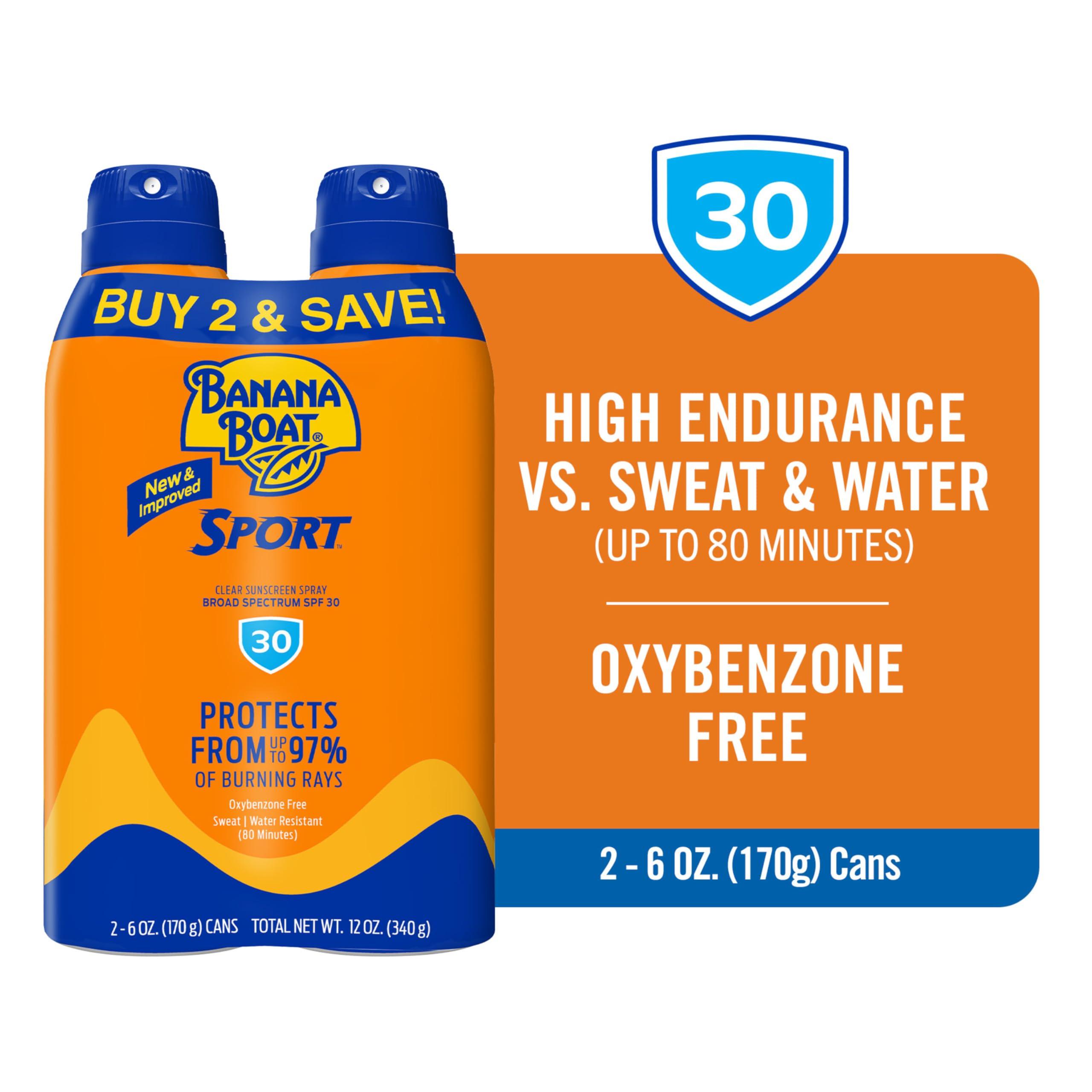 Banana Boat Sport Ultra SPF 30 Sunscreen Spray Twin Pack | Banana Boat Sunscreen Spray SPF 30, Spray On Sunscreen, Water Resistant Sunscreen, Oxybenzone Free Sunscreen Pack, 6oz each - Image 2