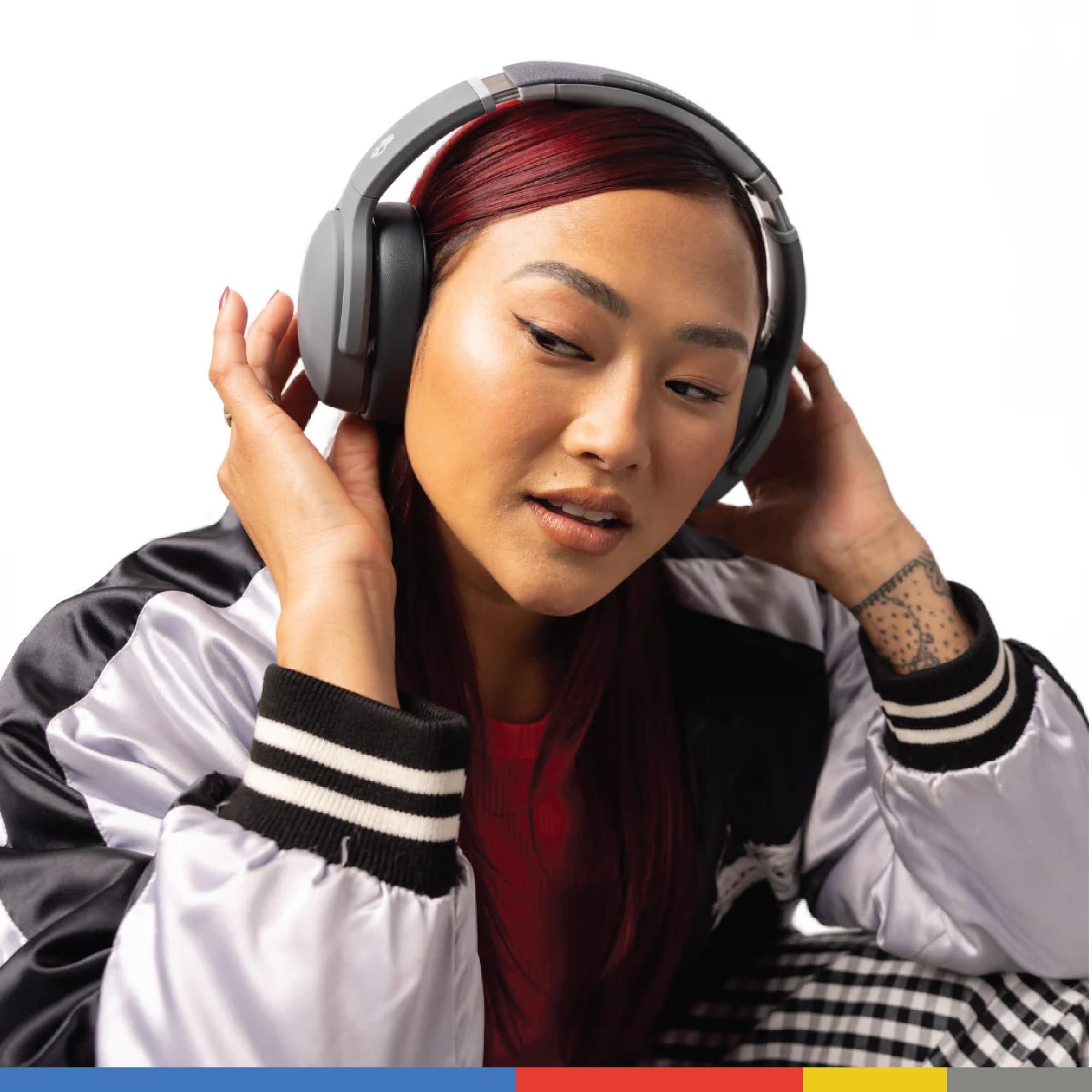 Skullcandy Crusher Evo Wireless Bluetooth Headphones with Multi-Sensory Bass and Charging Cable, Noise Isolating Over-Ear Fit, Up to 40 Hours Battery, Microphone for iPhone Android - Chill Grey - Image 6