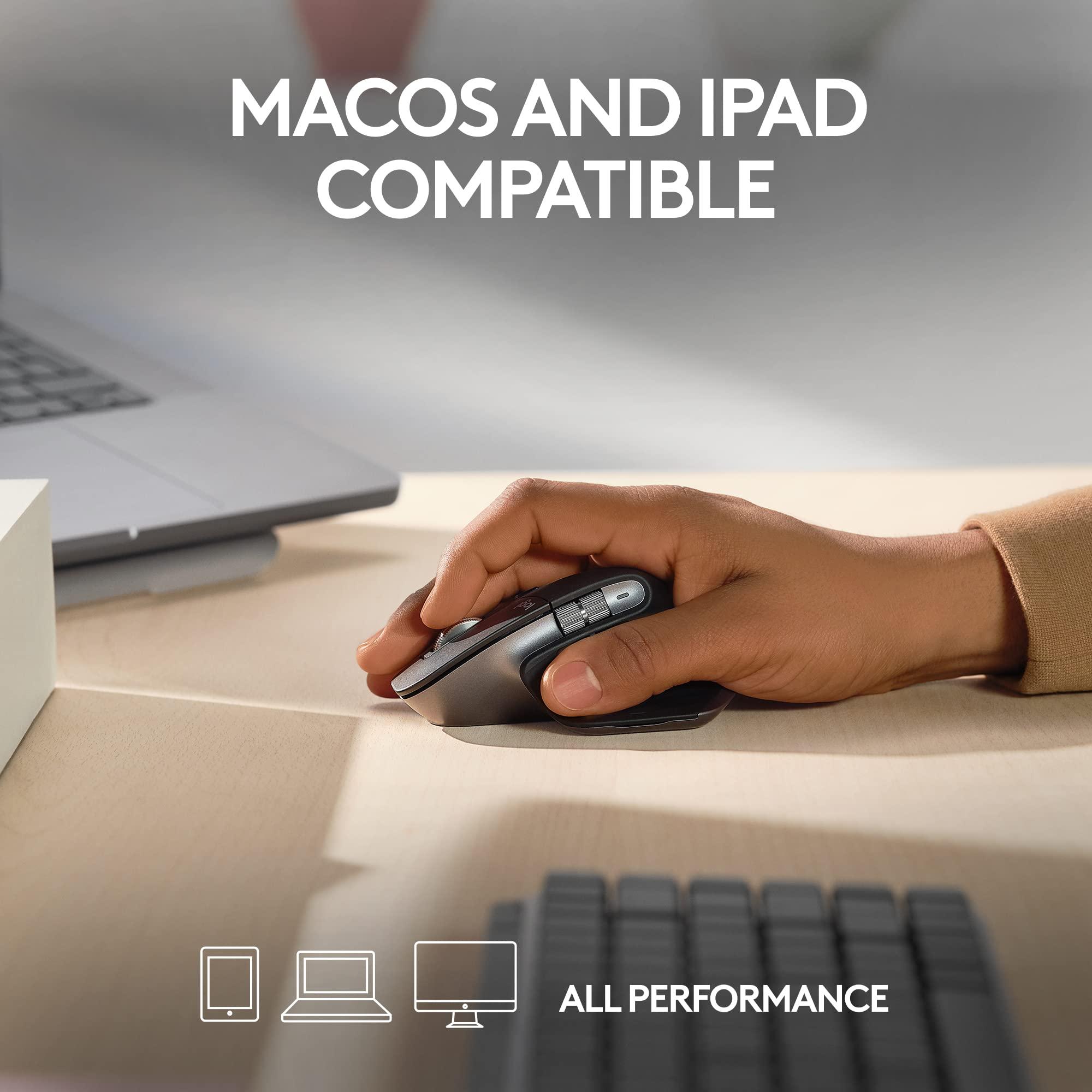Logitech MX Master 3S for Mac - Wireless Bluetooth Mouse with Ultra-Fast Scrolling, Ergo, 8K DPI, Quiet Clicks, Track on Glass, Customization, USB-C, Apple, iPad - Space Grey - Image 2