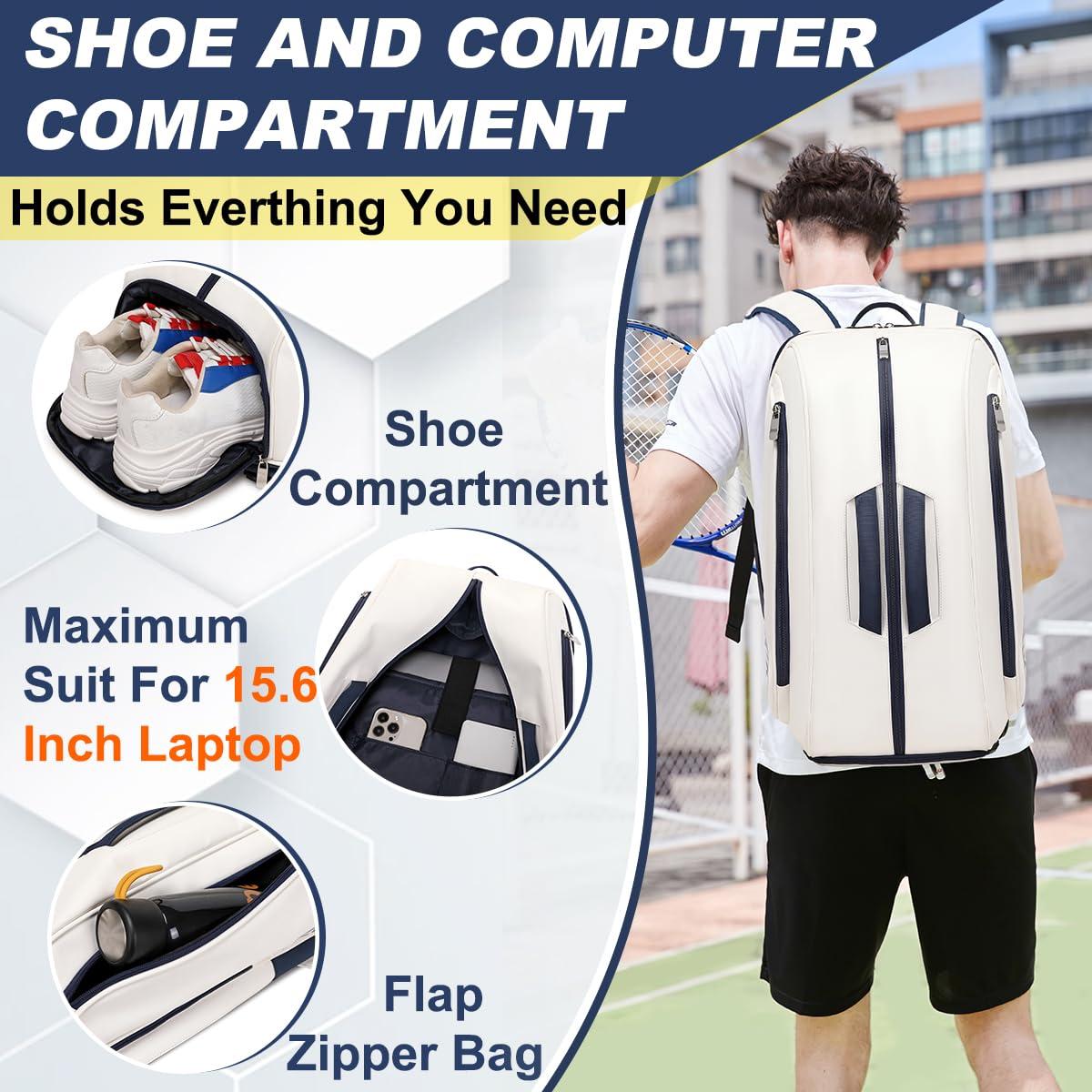 CCGTIOR Multi-Use Beach Tennis Bag For Sport Convertible Padel Backpack With Shoe Compartment, Laptop Sleeve,Fence Hook,Ball Sleeve - Image 5