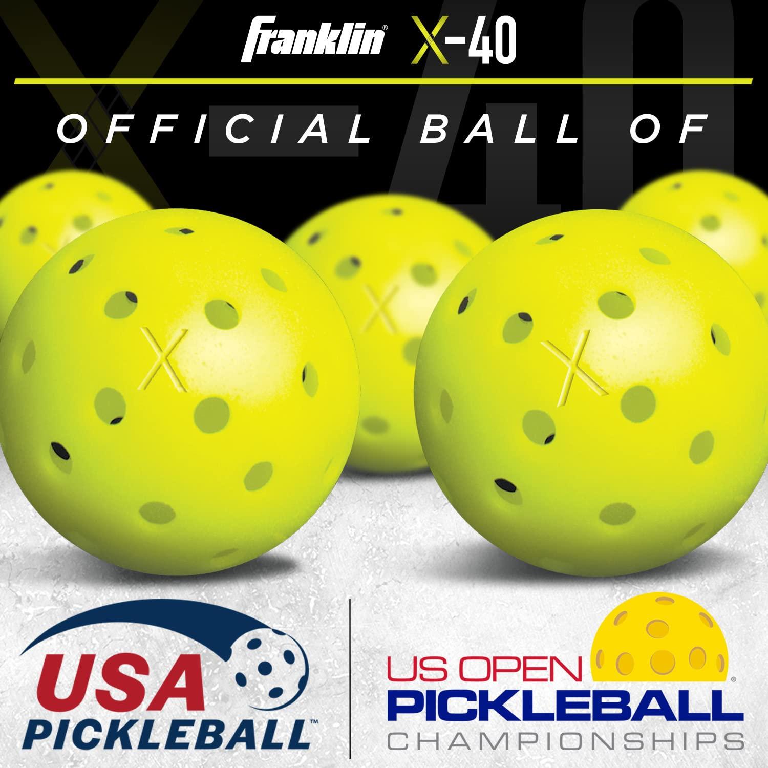 Franklin Sports X-40 Outdoor Pickleballs - Official Ball of USA Pickleball, APP Tour + Pickleball US Open - 3 Packs, 12 Packs, 36 Pickleball Buckets, 50, 100 + 400 Bulk Packs of Regulation Pickleballs - Image 11