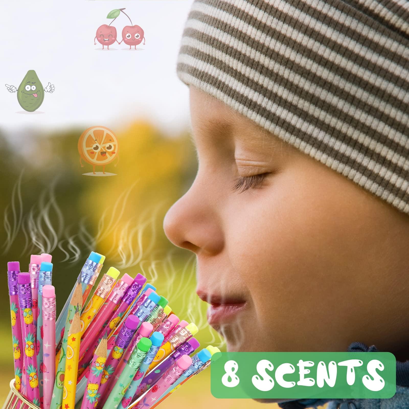 Leinuosen 200 Pcs Scented Pencils Bulk for Kids Inspirational Cute Fun Wood Smelly Pencils with Erasers Fruit Elements for School Classroom Office Students - Image 5