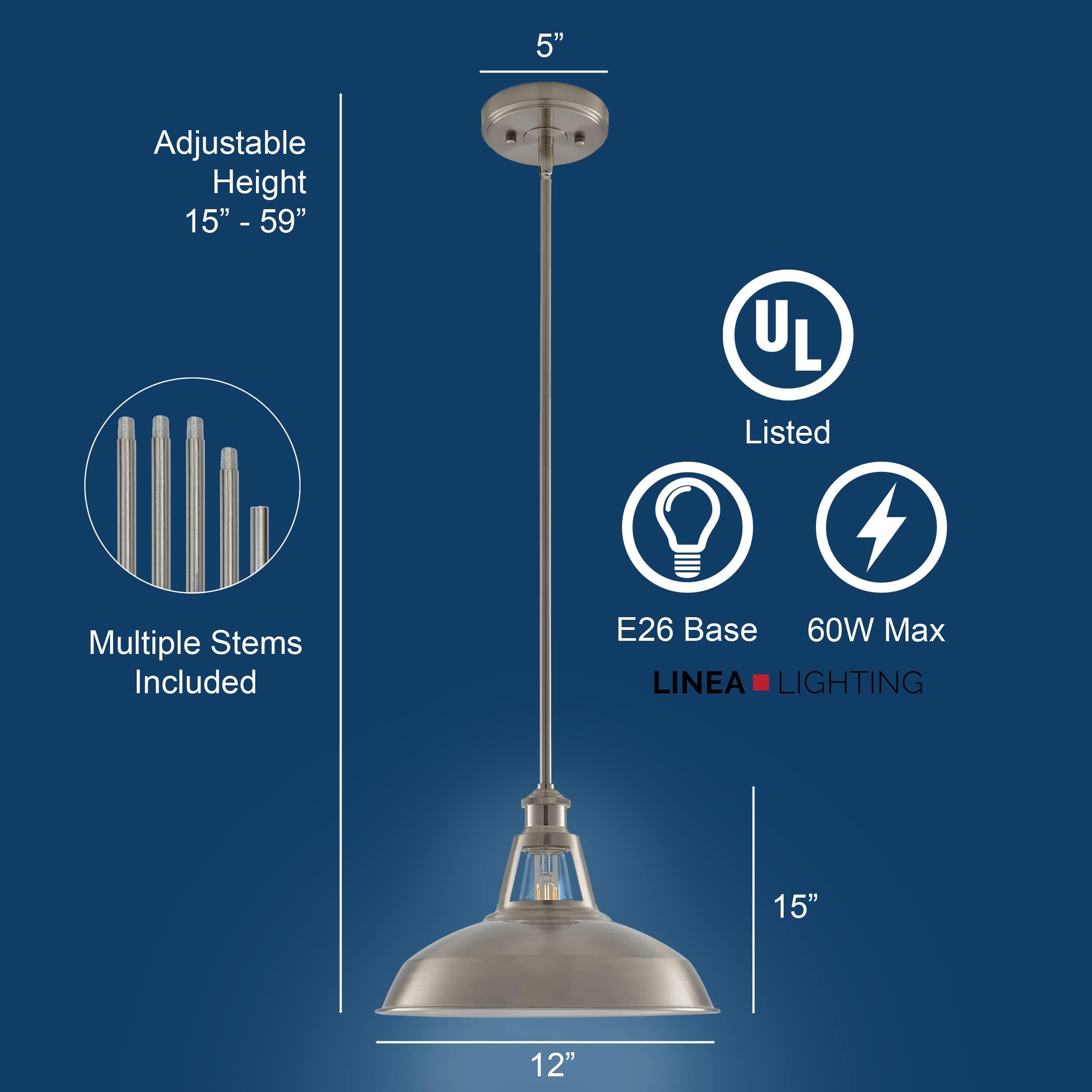 Olivera 12 inch Pendant Light | Brushed Nickel Pendant Lighting for Kitchen Island with LED Bulb LL-P855-1BN - Image 3