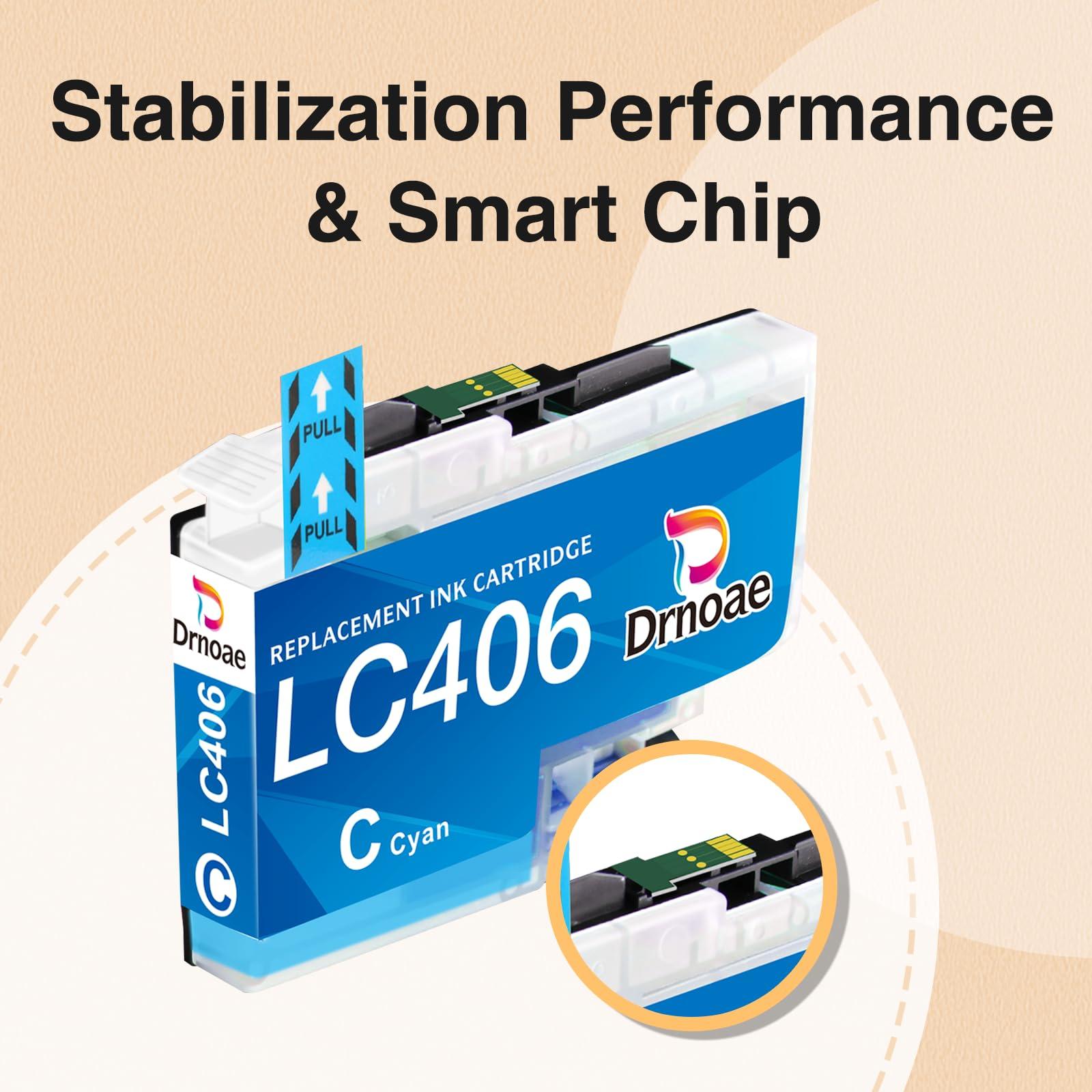 LC406 LC406XL Ink Cartridges Replacement for Brother Printer LC 406 406 XL for MFC-J4335DW MFC-J5855DW MFC-J6555DW MFC-J4535DW MFC-J6955DW MFC-J4345DW MFC-J5955DW - 4 Pack High Yields BK/C/M/Y - Image 4