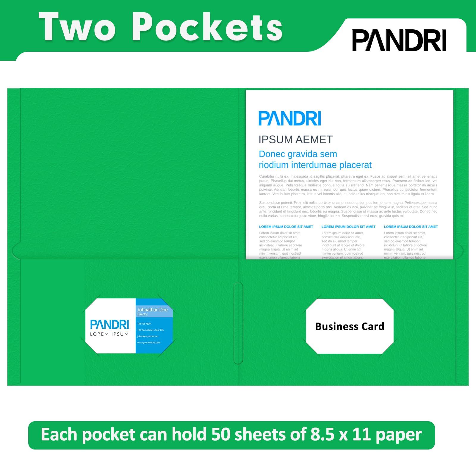 Two Pocket Folders, PANDRI 100 Pack 2 Pocket Folders, Letter Size Paper File Folder for School Office Home Business, Assorted 5 Colors - Image 4